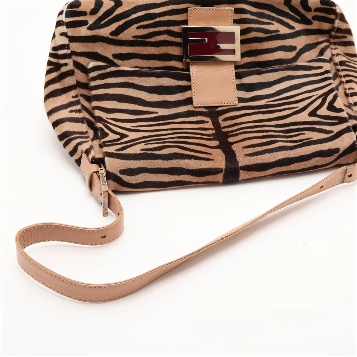 Mamma Bucket Calf Hair x Leather Shoulder Bag Beige x Brown — view 5