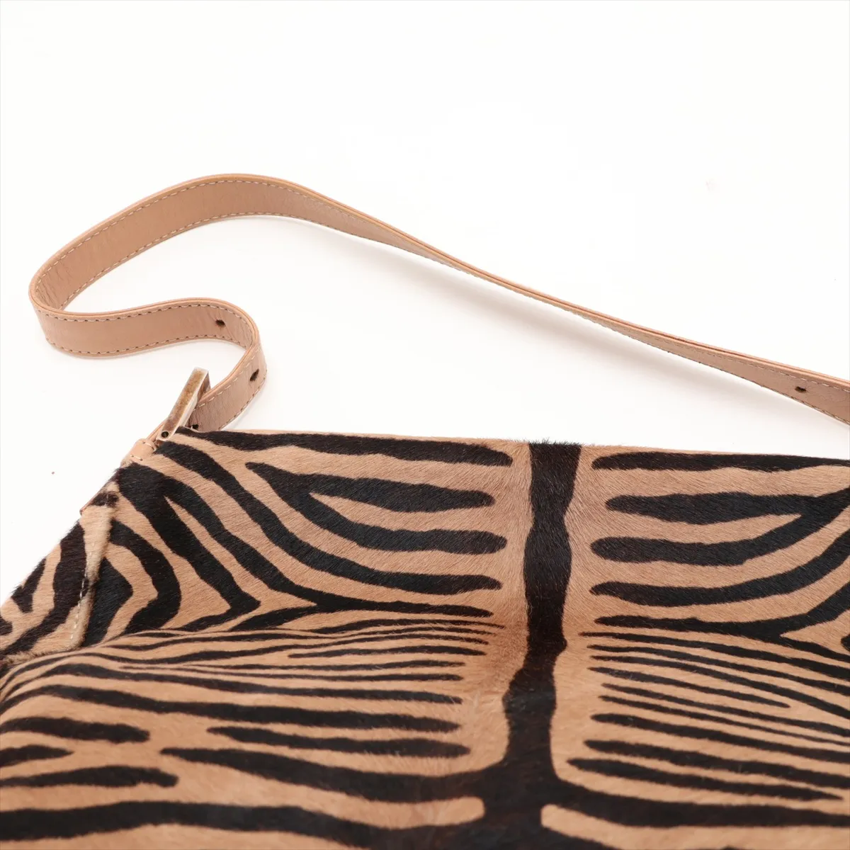 Mamma Bucket Calf Hair x Leather Shoulder Bag Beige x Brown — view 6