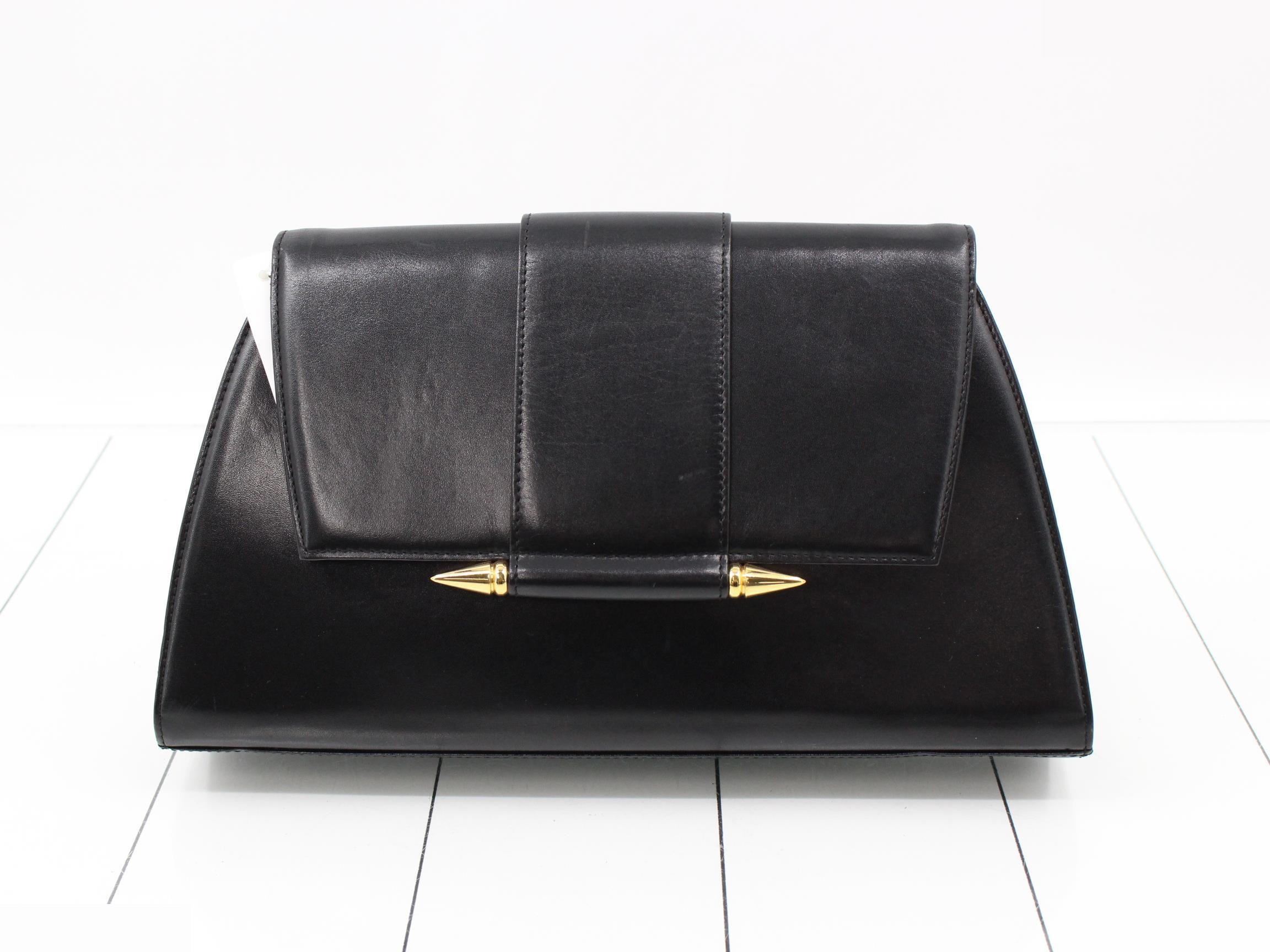 Clutch bag, leather, black, W32 H18 D6
