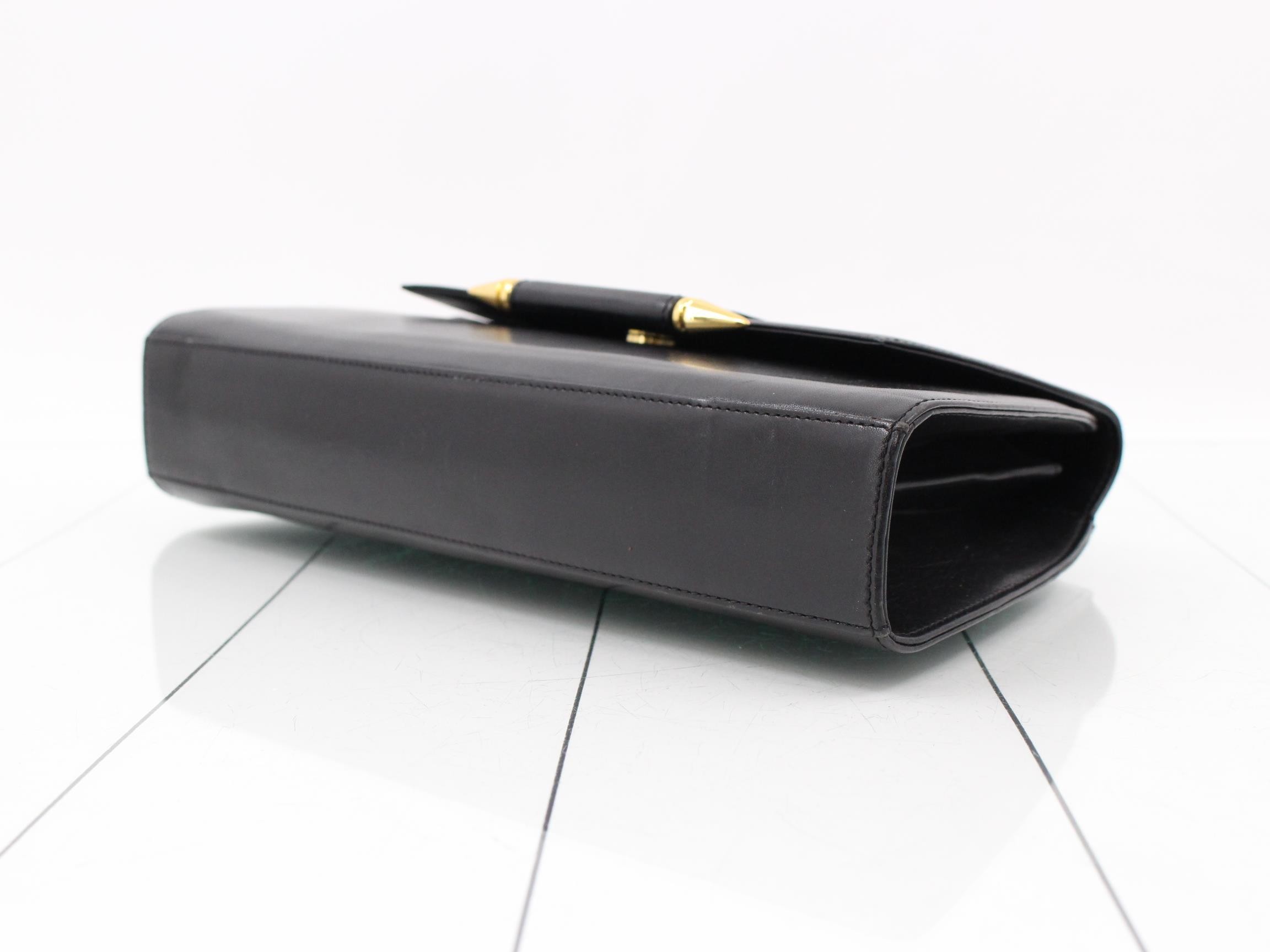Clutch bag, leather, black, W32 H18 D6 — view 6