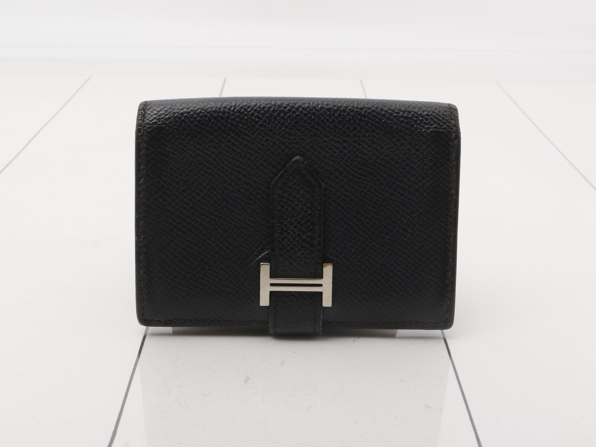 Card case, indigo blue, Epsom leather, Y stamp, silver hardware.