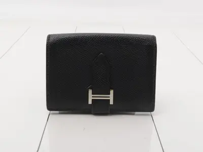 Card case, indigo blue, Epsom leather, Y stamp, silver hardware.