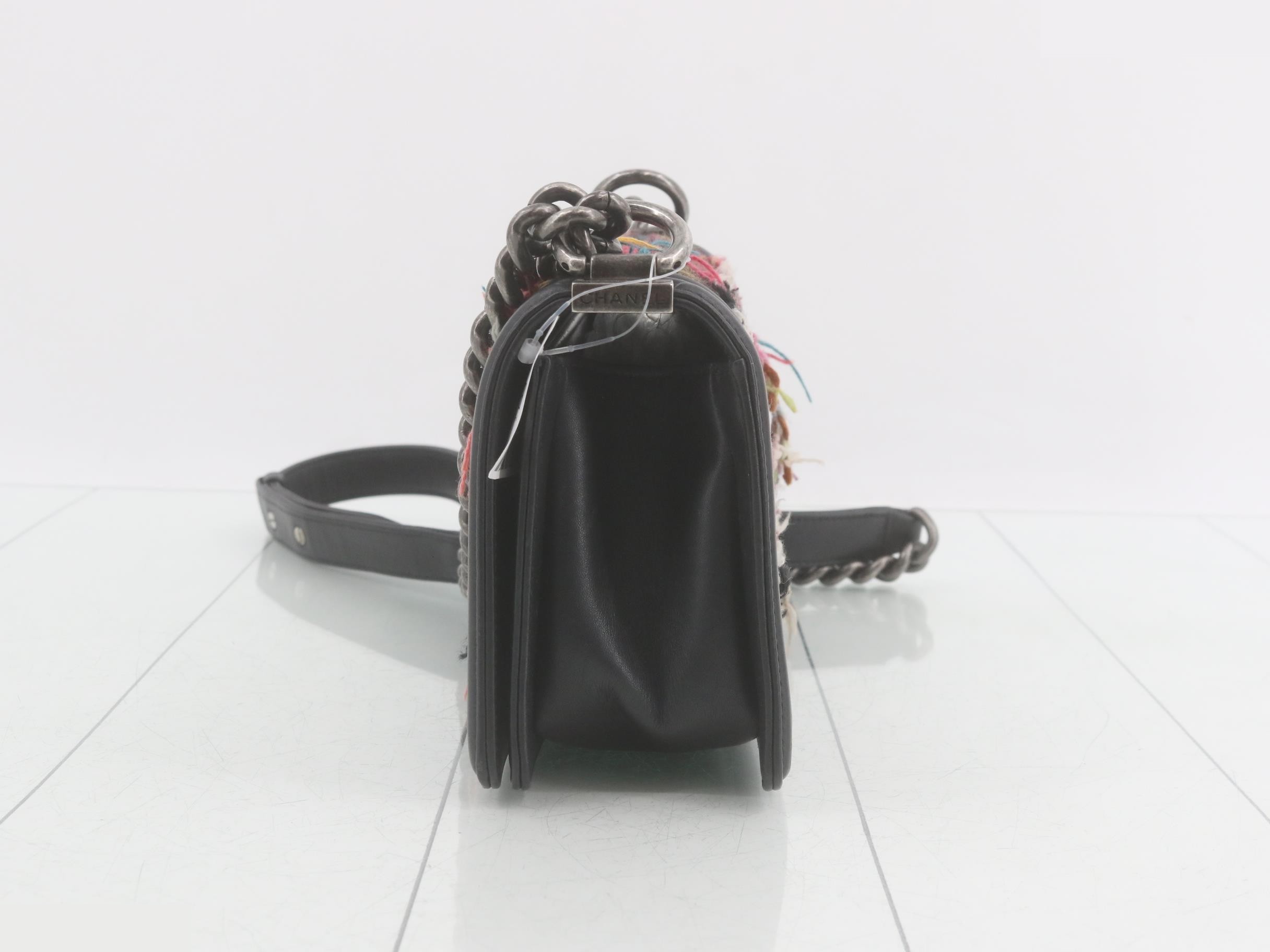 Tweed Leather Coco Mark Chain Shoulder Bag — view 3