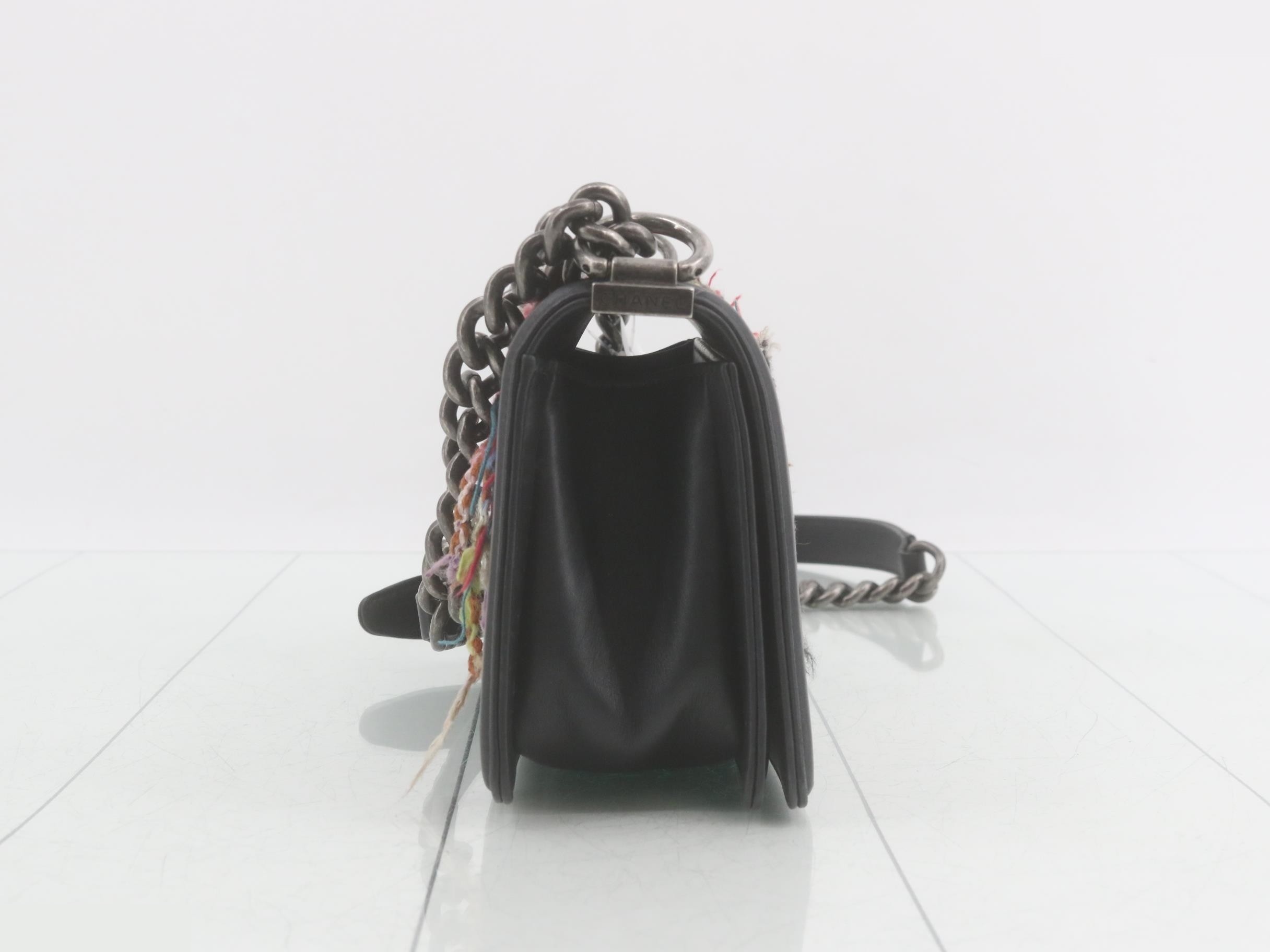 Tweed Leather Coco Mark Chain Shoulder Bag — view 4
