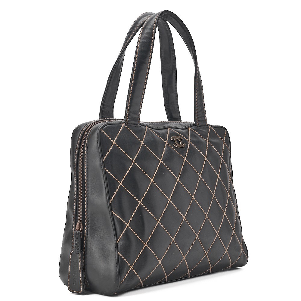 Calfskin Wild Stitch Tote Bag, Black, Gold Hardware, Series 6 — view 3
