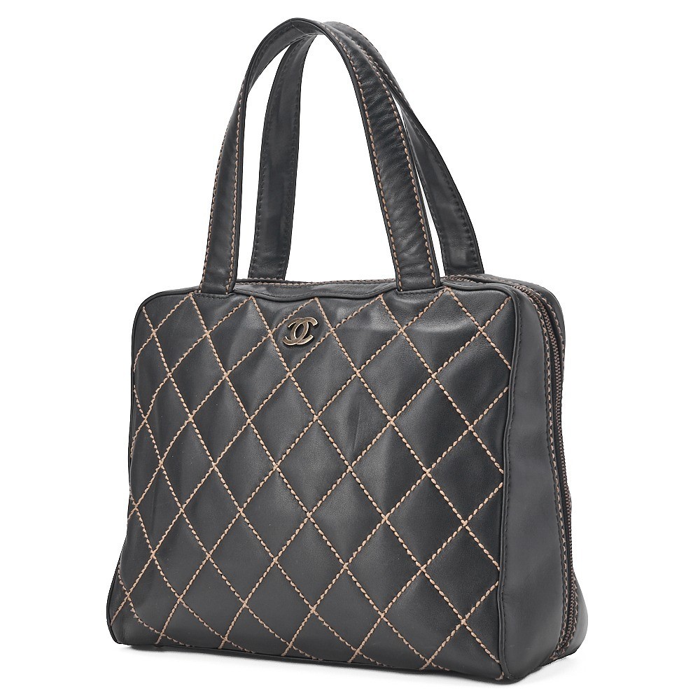 Calfskin Wild Stitch Tote Bag, Black, Gold Hardware, Series 6 — view 4