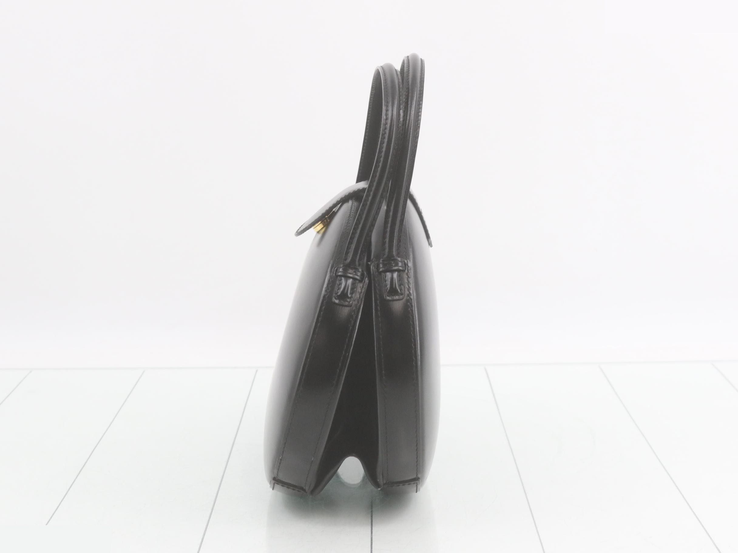 Leather handbag, black, round shape. — view 3