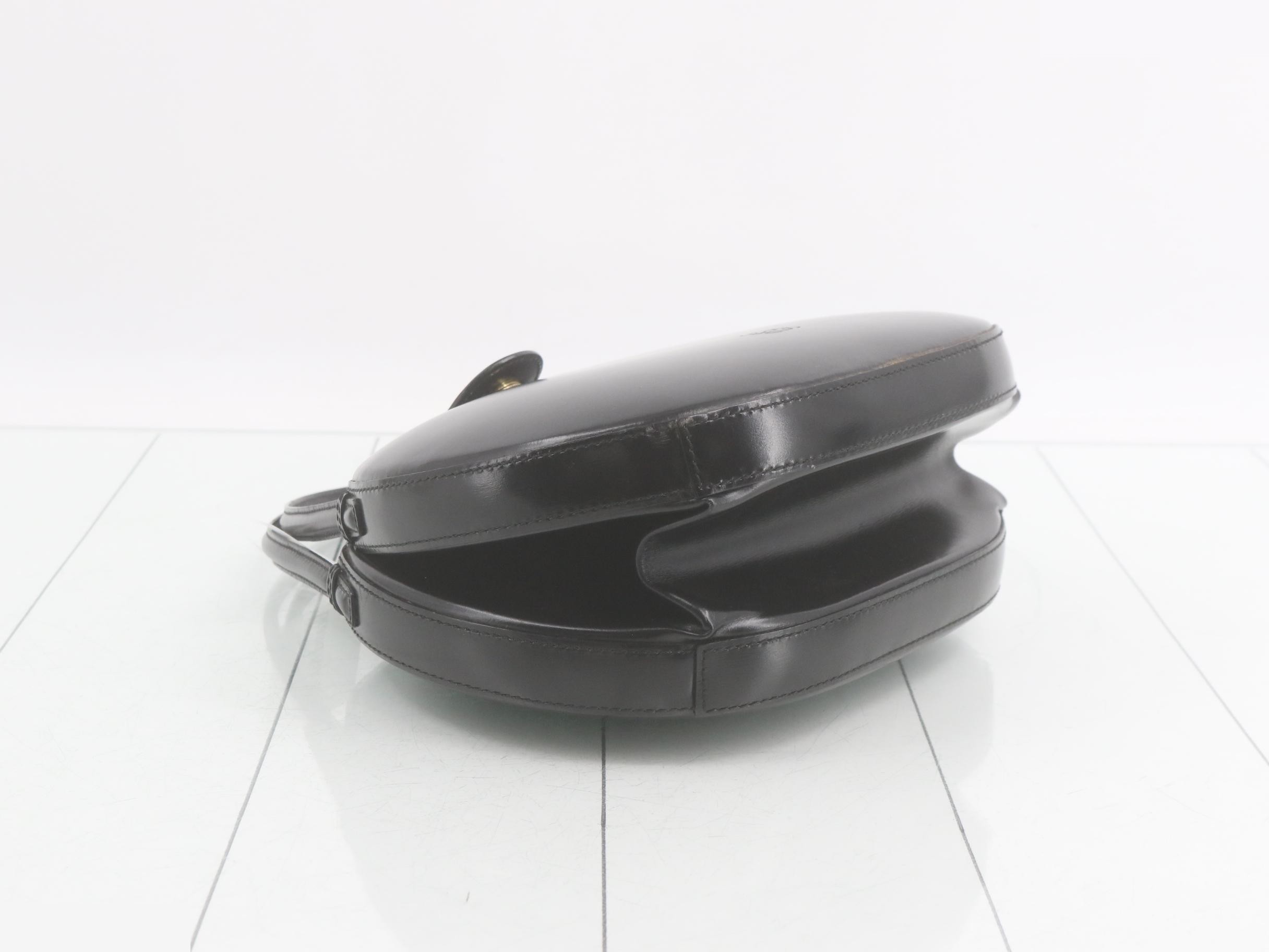 Leather handbag, black, round shape. — view 5