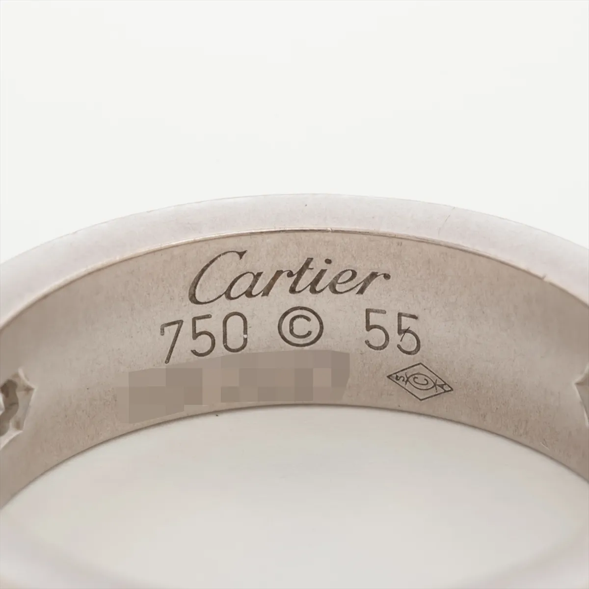 Love Half Diamond Ring, 750 (WG), 9.6g, Size 55, SD2227, dents, metal scratches. — view 3