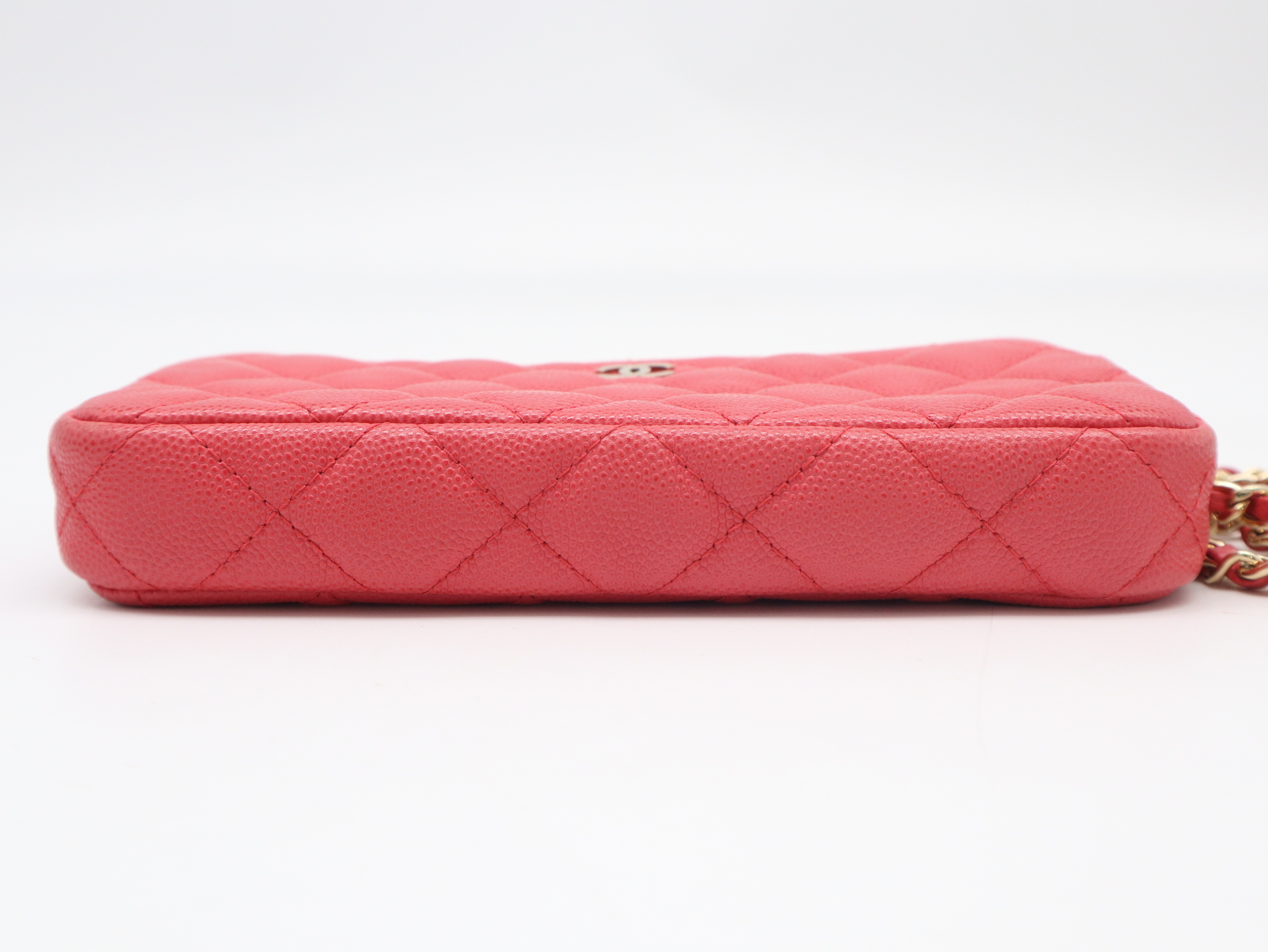 Caviar Skin Matelassé Chain Wallet, Gold Hardware, Pink, Seal, 22995385, Shoulder Bag — view 5