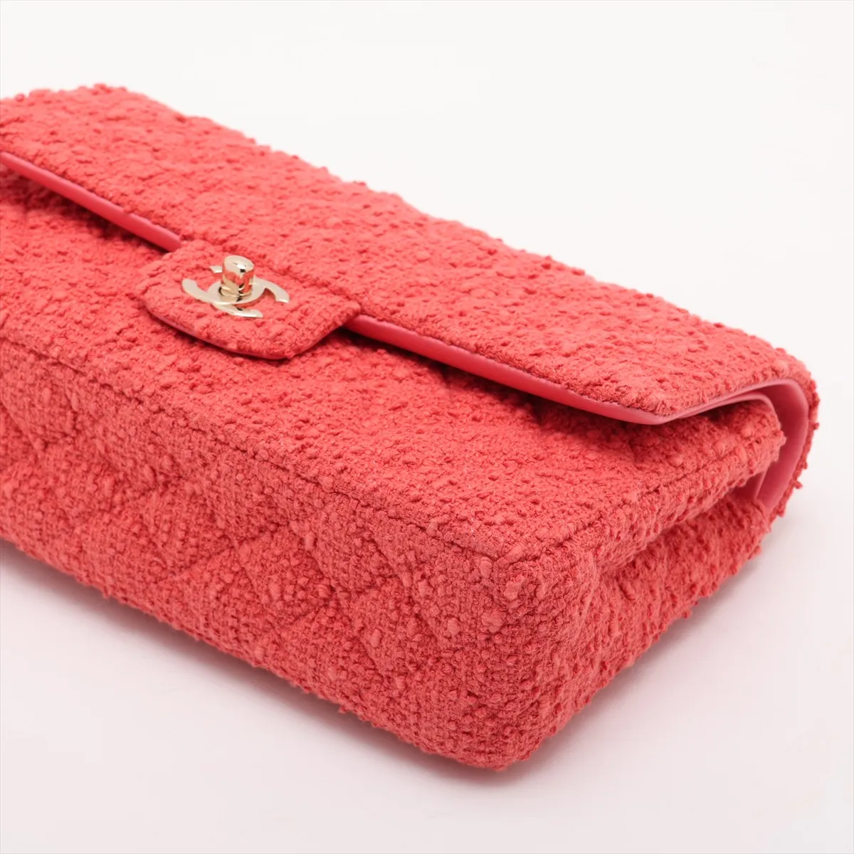 [Individually packaged] Chanel Matelassé 25 Tweed x Lambskin Double Flap Double Chain Bag Pink Gold Hardware K898EA0J Random Plate A01112 — view 3