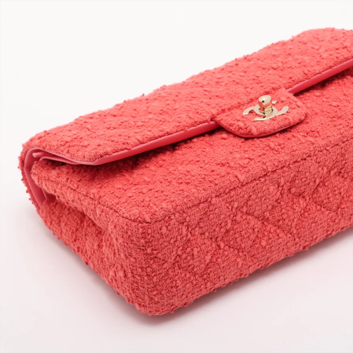 [Individually packaged] Chanel Matelassé 25 Tweed x Lambskin Double Flap Double Chain Bag Pink Gold Hardware K898EA0J Random Plate A01112 — view 4