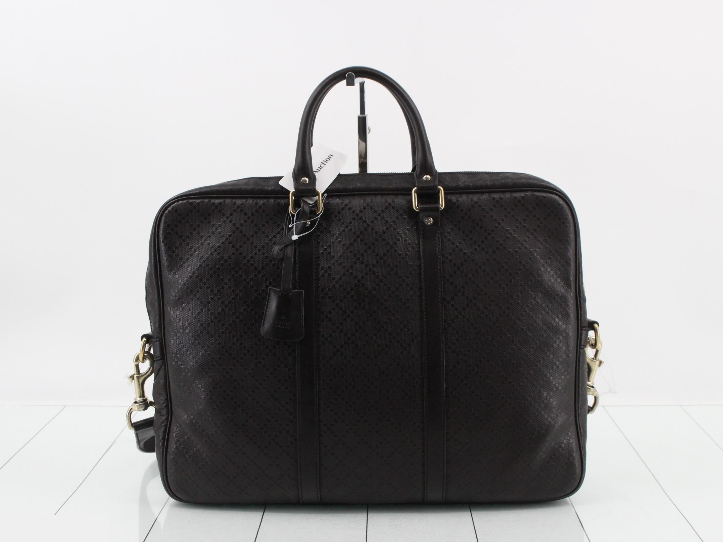 Diamante Business Bag, Leather, Brown — view 2