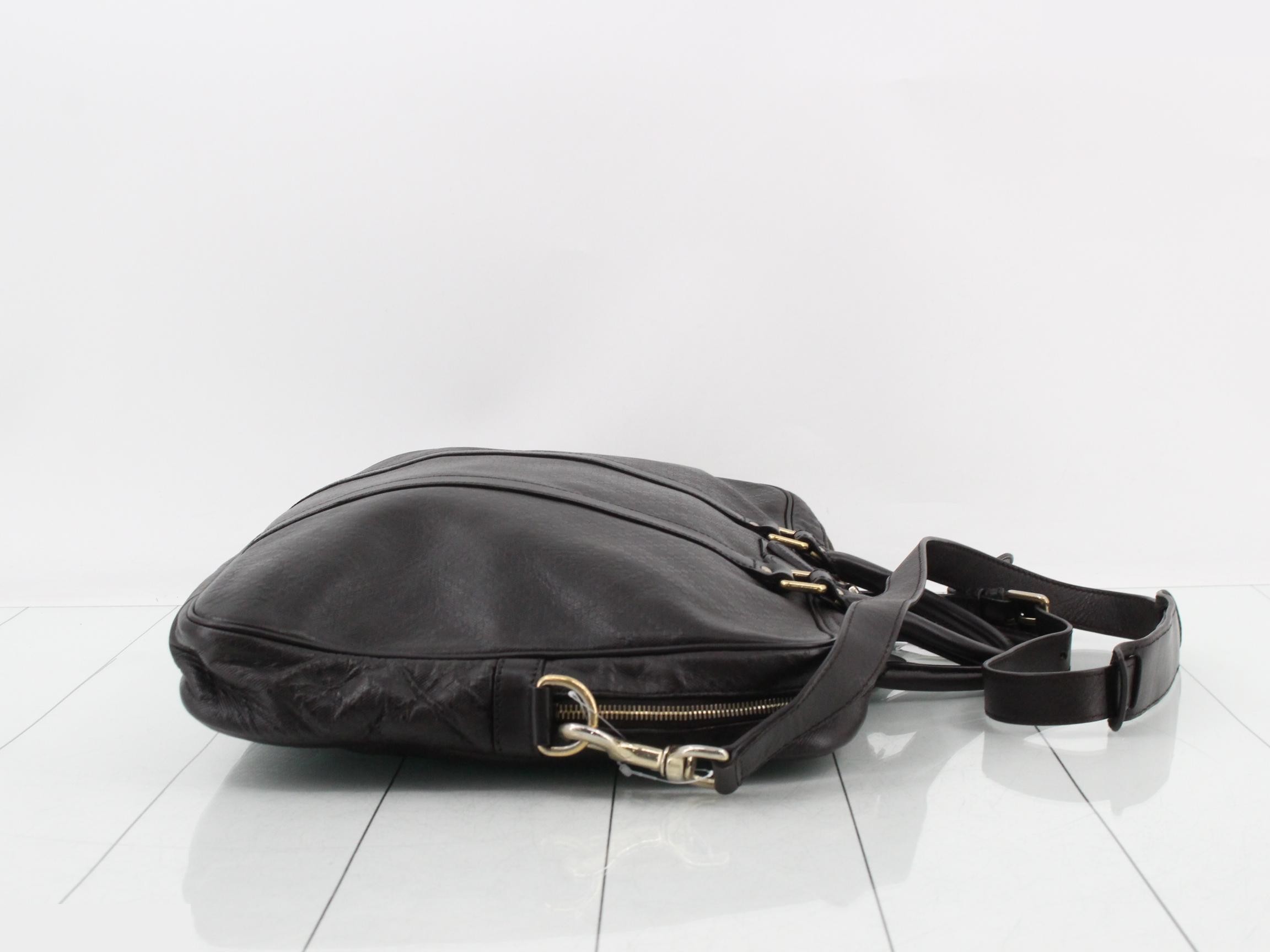 Diamante Business Bag, Leather, Brown — view 3