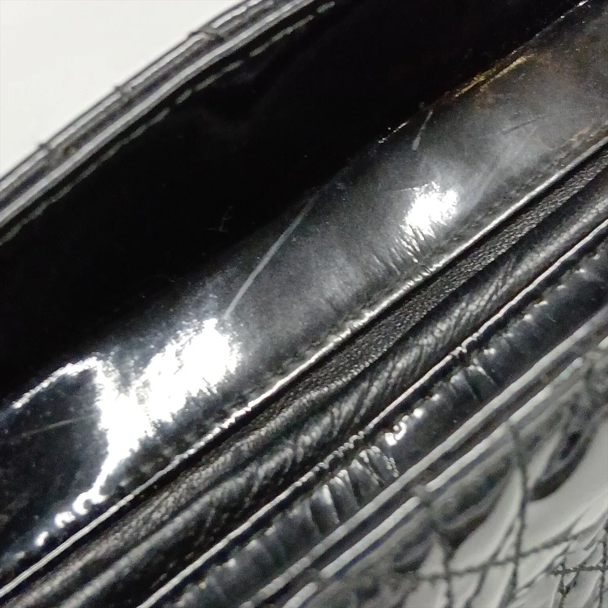 Lady Dior Cannage Patent Leather Handbag, Black — view 15