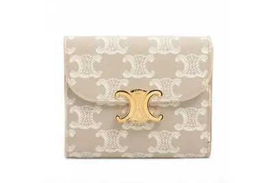 Triomphe Small Flap Wallet Leather Tri-fold Wallet