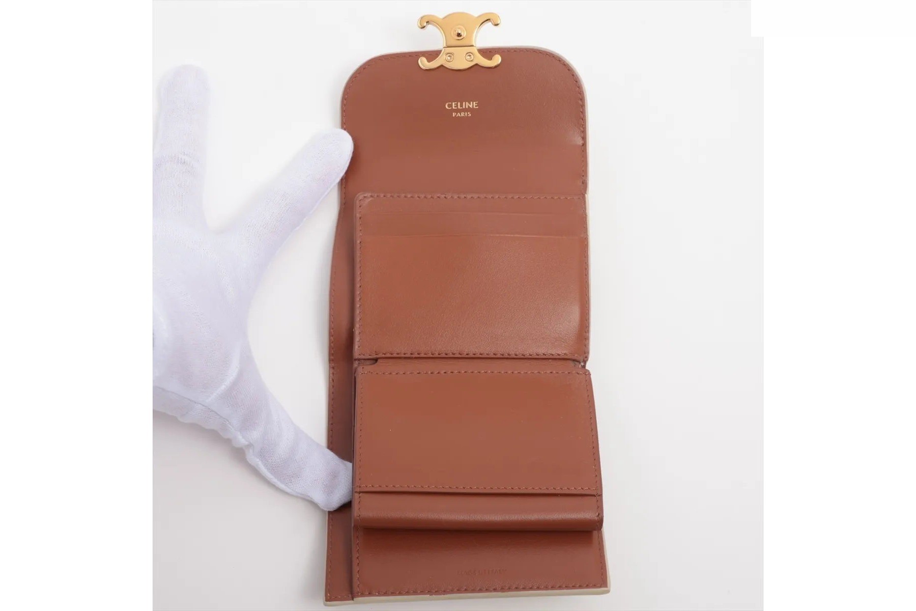 Triomphe Small Flap Wallet Leather Tri-fold Wallet — view 4