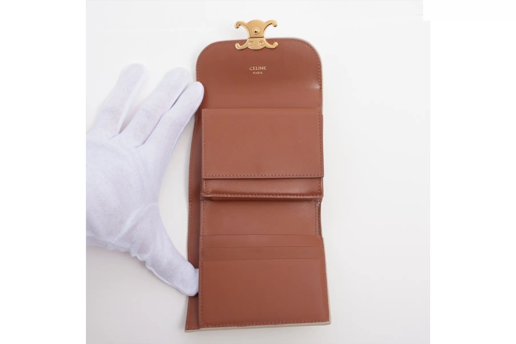 Triomphe Small Flap Wallet Leather Tri-fold Wallet — view 5