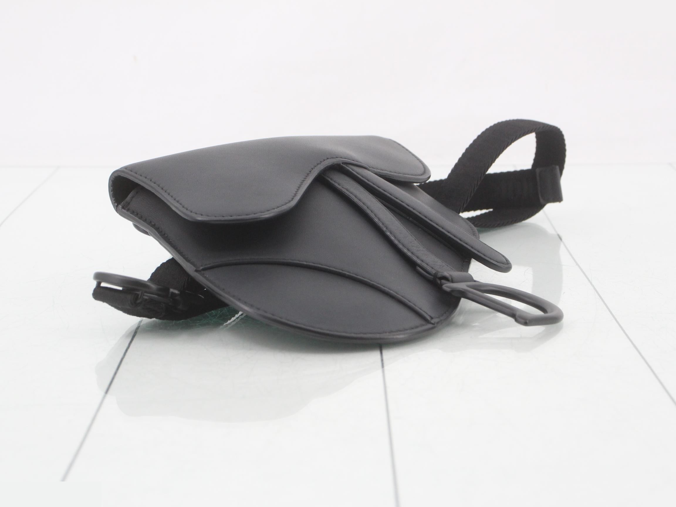 Saddle Leather Waist Bag, Black — view 5