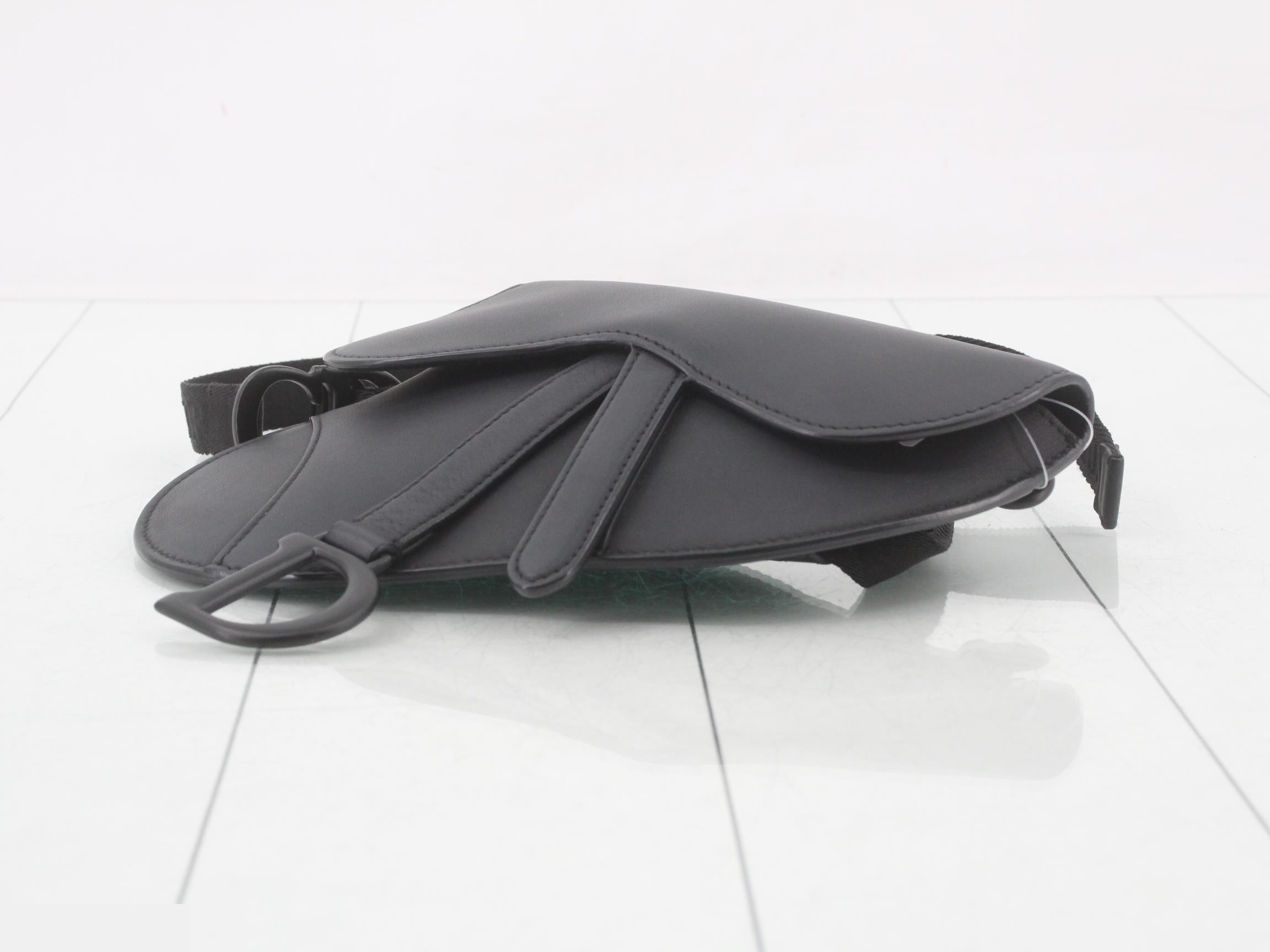 Saddle Leather Waist Bag, Black — view 6
