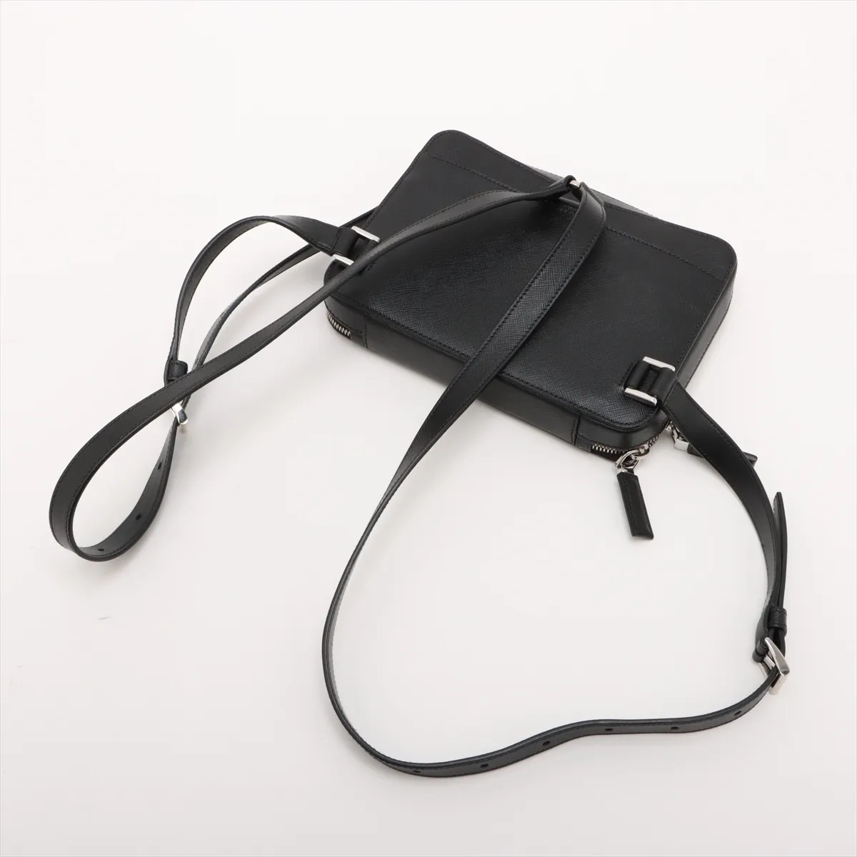 Saffiano Travel Leather Backpack/Rucksack Black 2VZ038 Bearer Guarantee — view 5