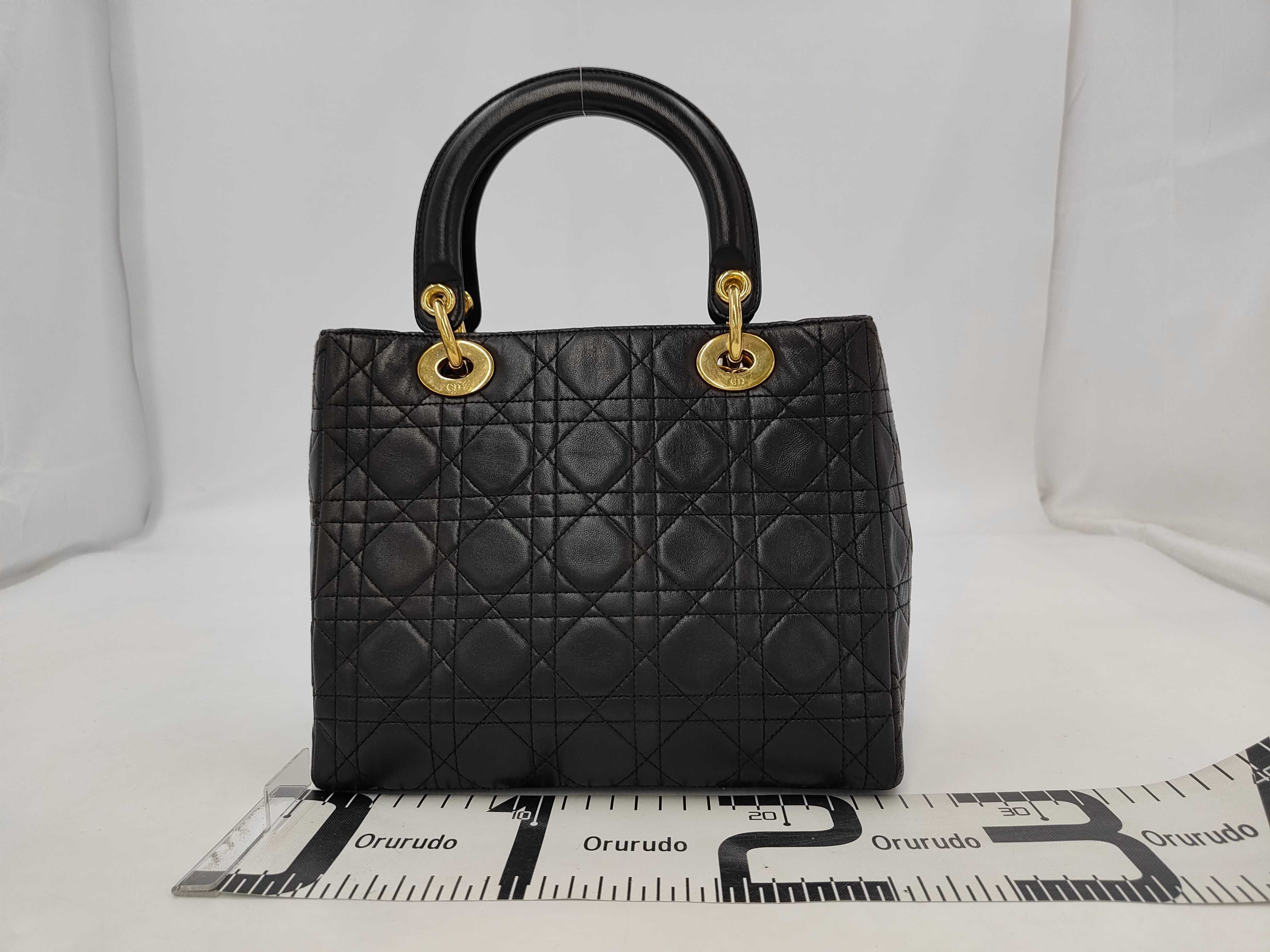 Lady Dior Cannage Medium Lambskin Dark Brown Handbag — view 2