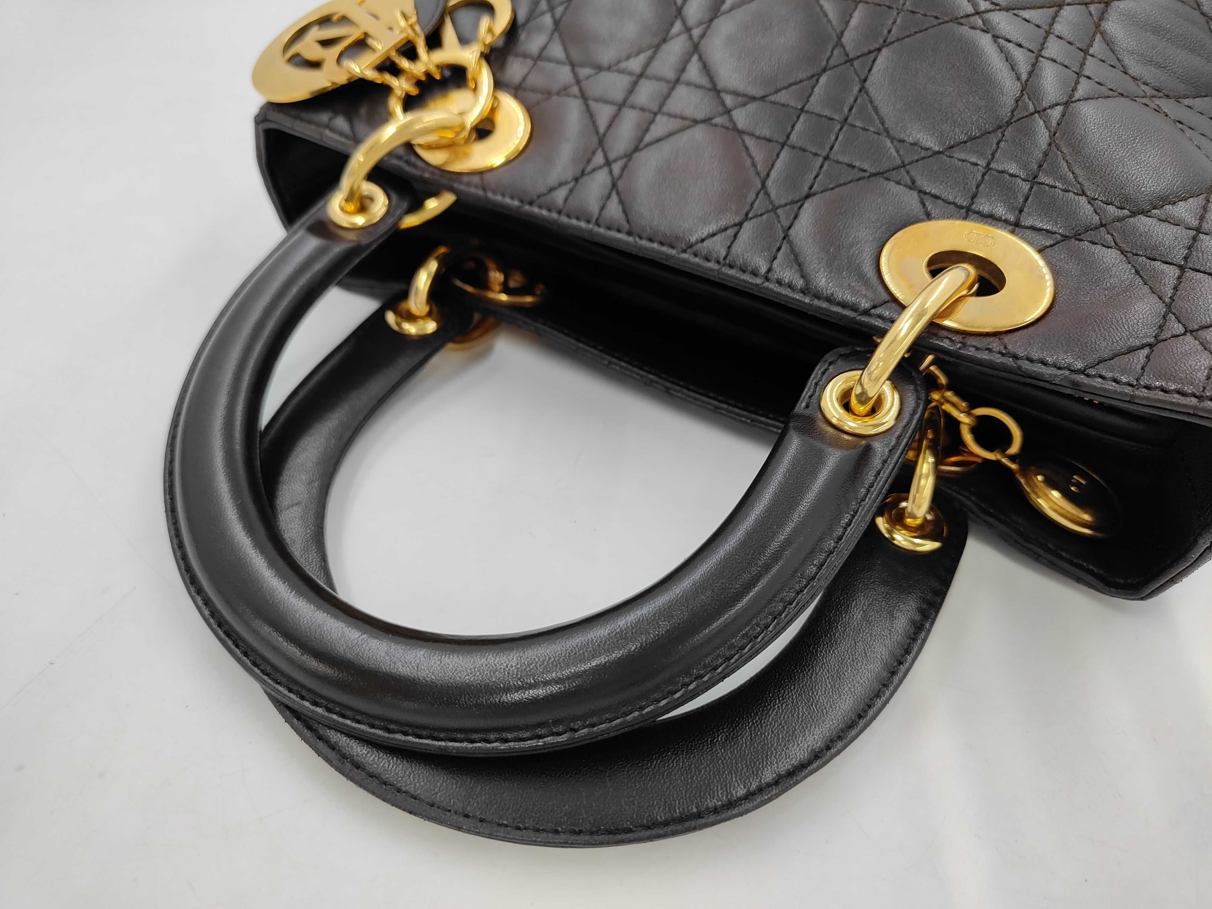 Lady Dior Cannage Medium Lambskin Dark Brown Handbag — view 5