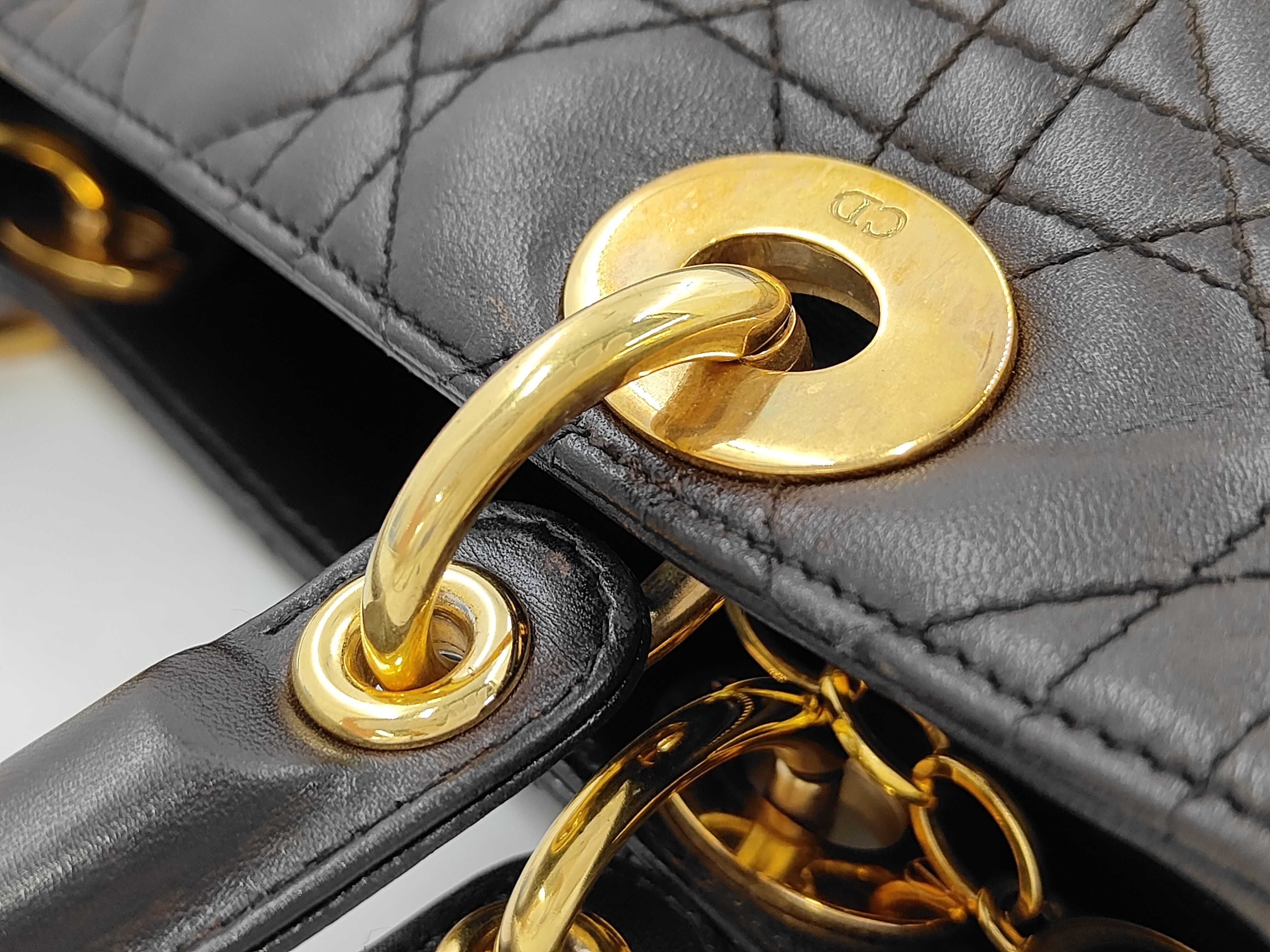 Lady Dior Cannage Medium Lambskin Dark Brown Handbag — view 6