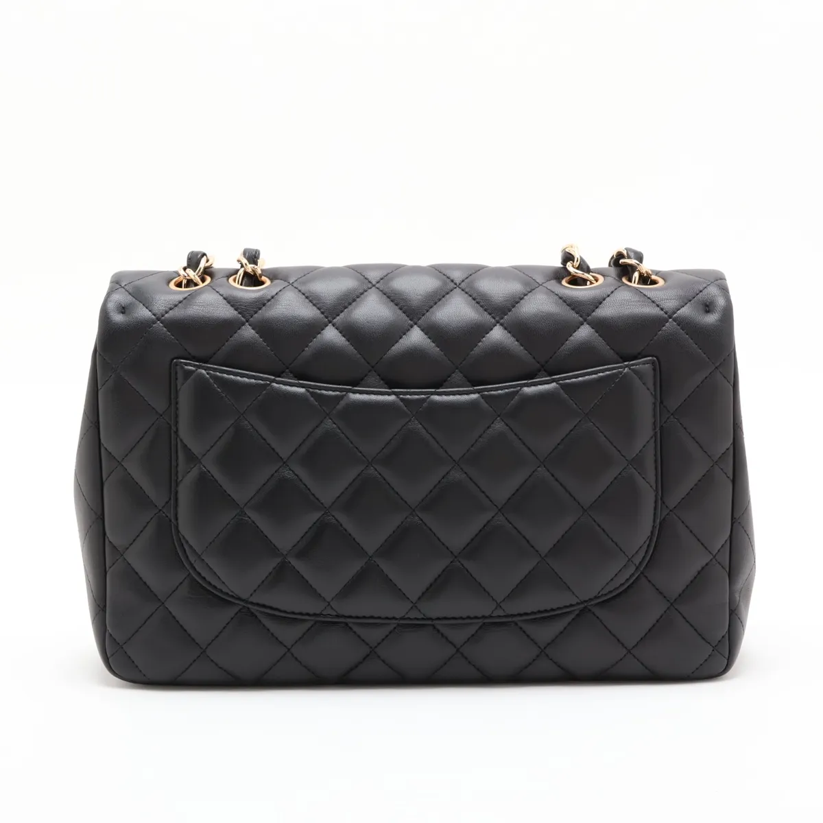 Large Matelassé 30 Lambskin Single Flap Double Chain Bag, Black with Gold Hardware, 14251599, Serial Number 14, Model Number A58600 — view 2