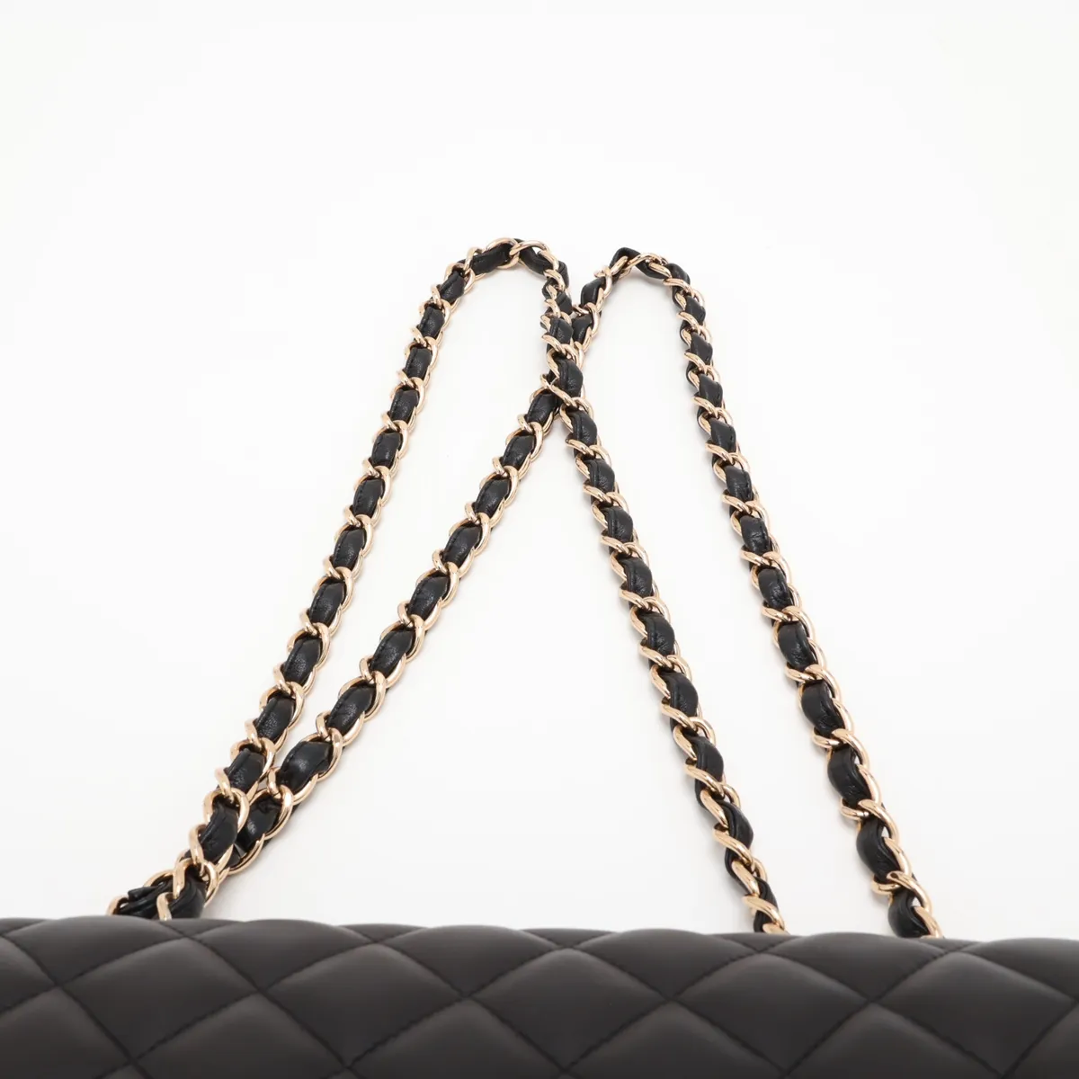 Large Matelassé 30 Lambskin Single Flap Double Chain Bag, Black with Gold Hardware, 14251599, Serial Number 14, Model Number A58600 — view 6