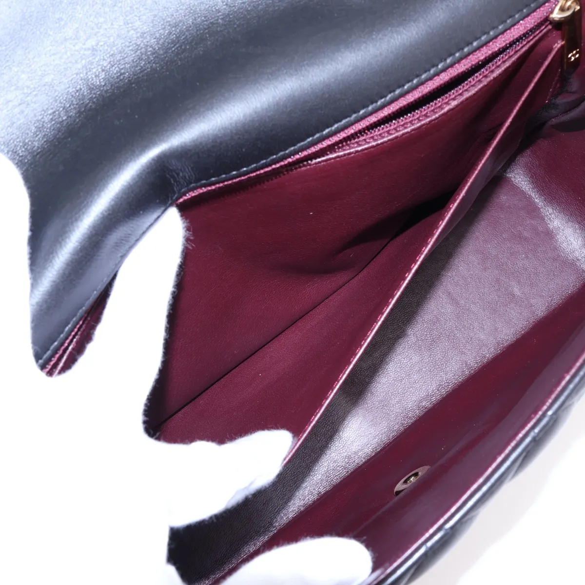Large Matelassé 30 Lambskin Single Flap Double Chain Bag, Black with Gold Hardware, 14251599, Serial Number 14, Model Number A58600 — view 9