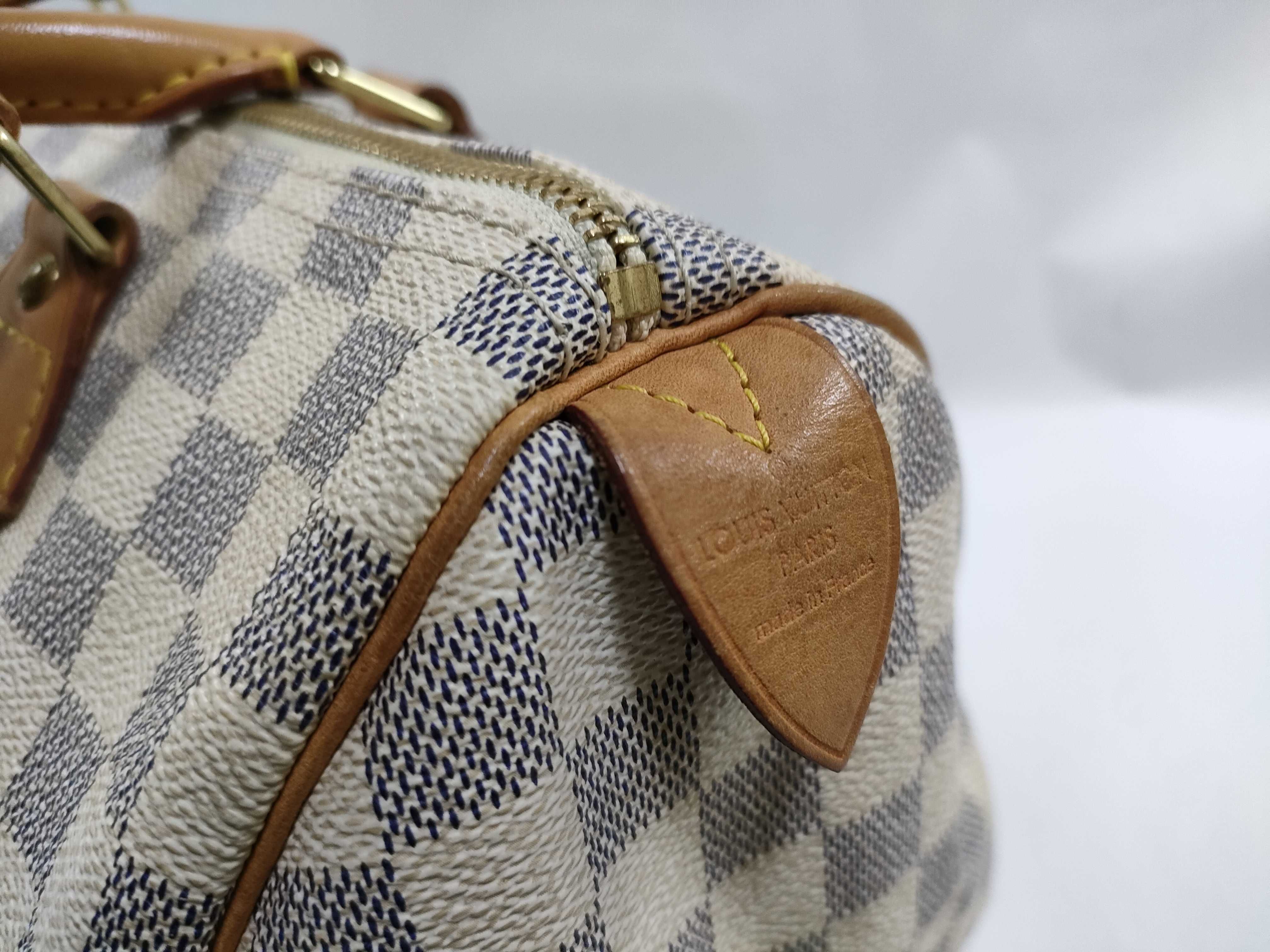 Damier Azur Speedy 30 N41533 DU2068 White Boston Bag — view 11