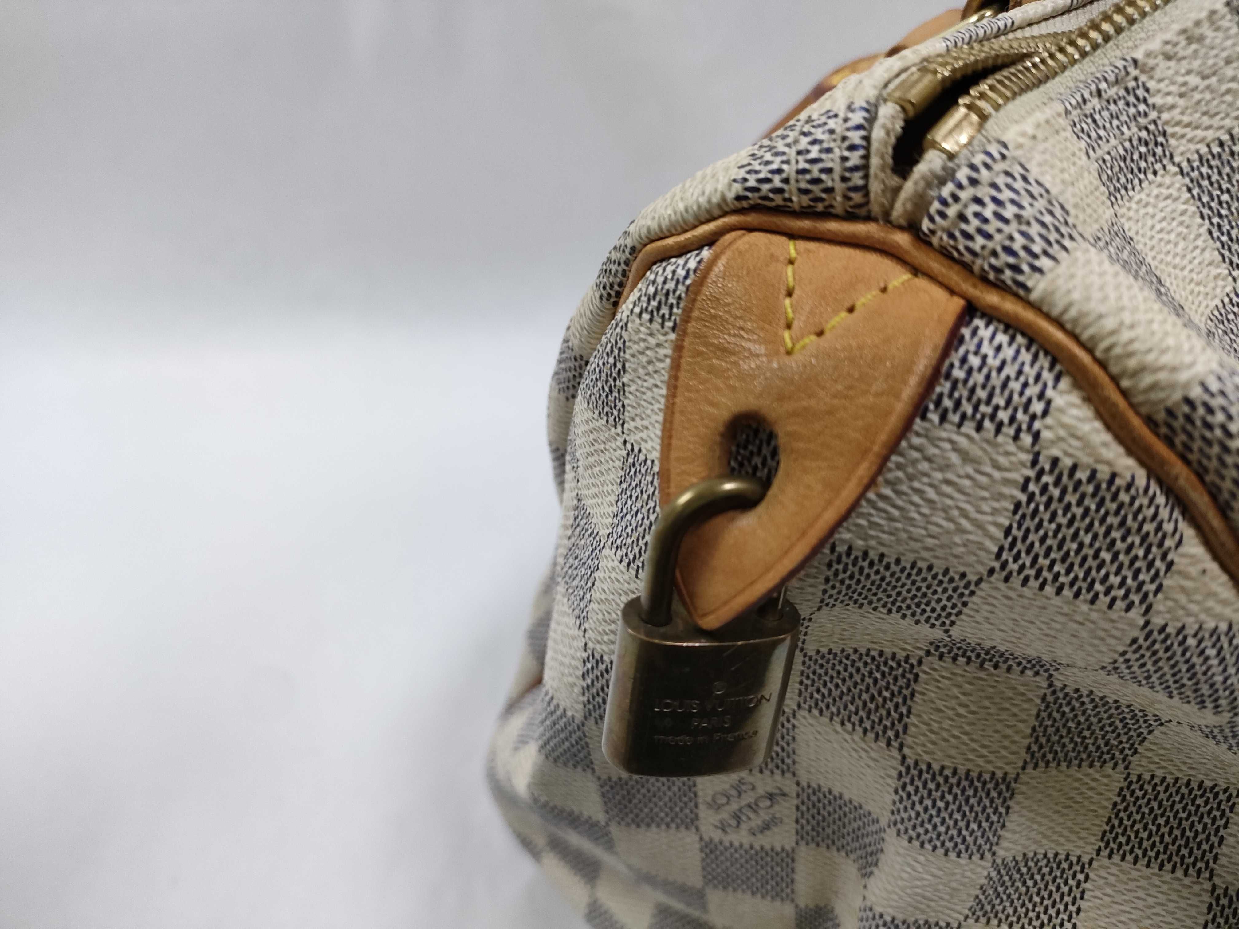 Damier Azur Speedy 30 N41533 DU2068 White Boston Bag — view 13