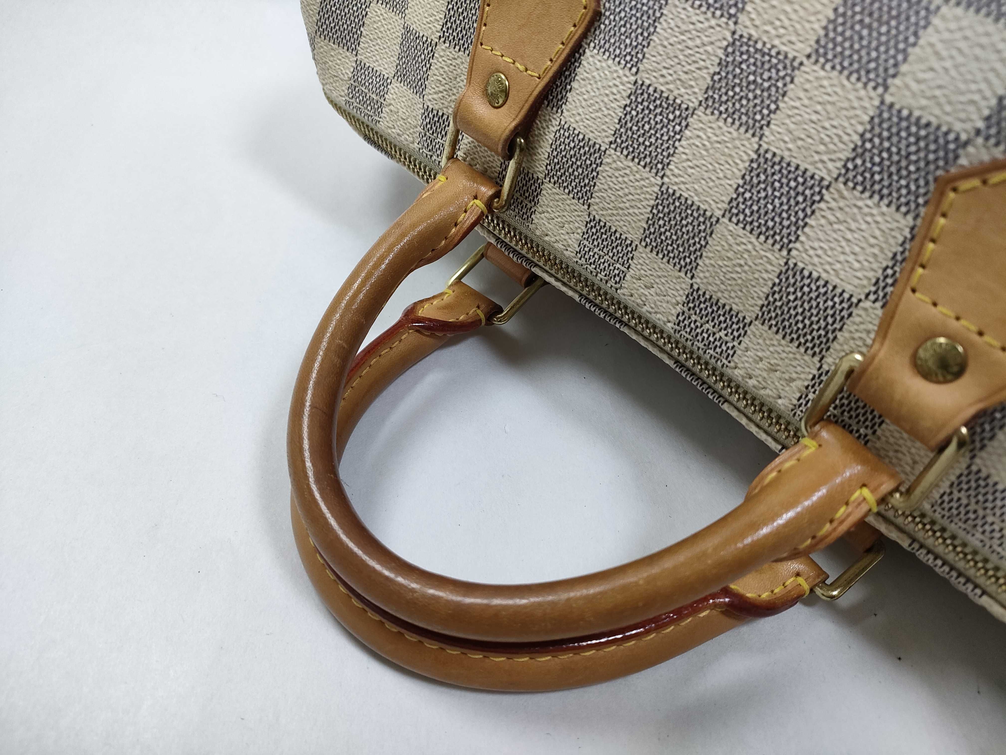 Damier Azur Speedy 30 N41533 DU2068 White Boston Bag — view 3