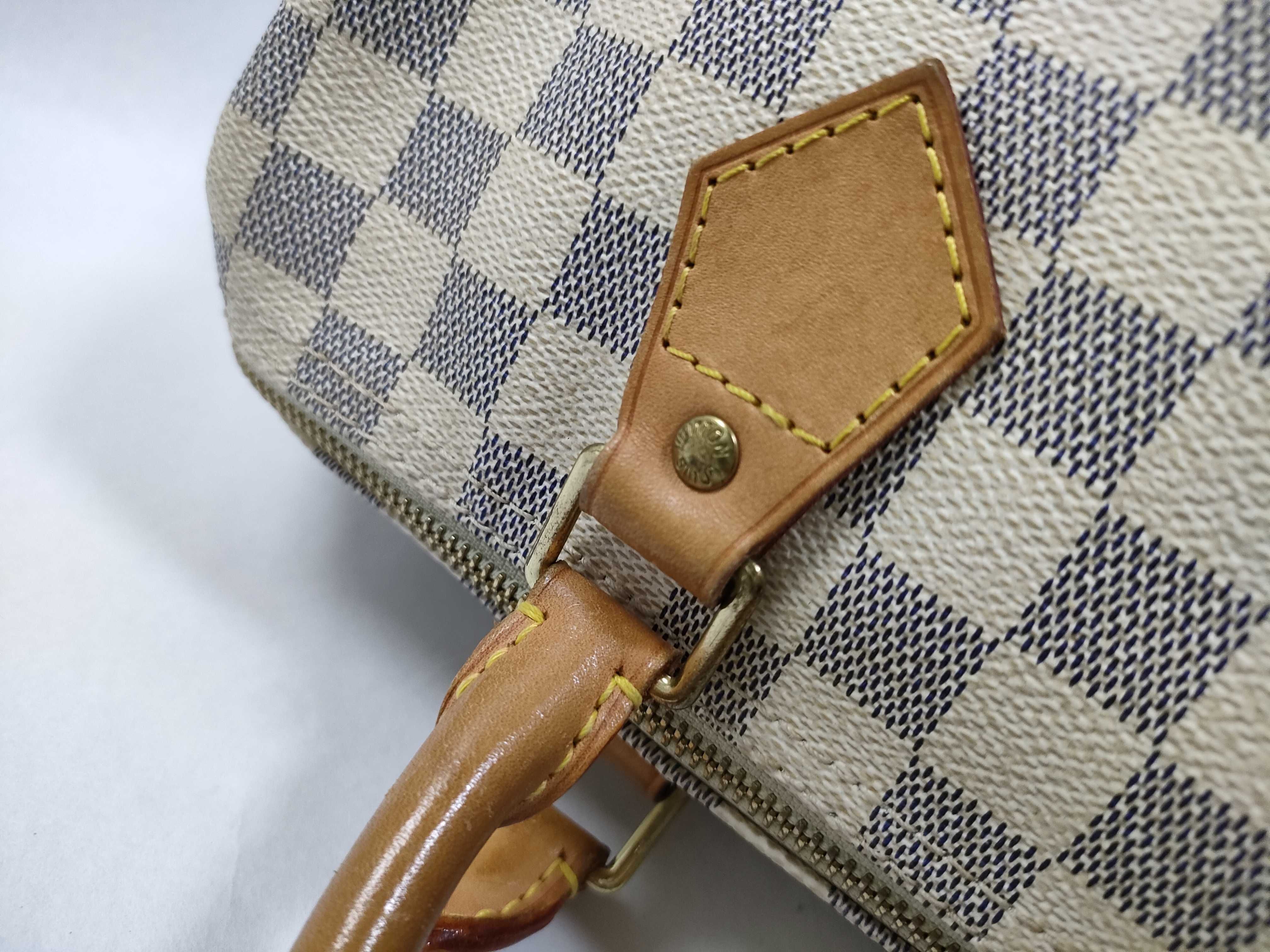 Damier Azur Speedy 30 N41533 DU2068 White Boston Bag — view 5