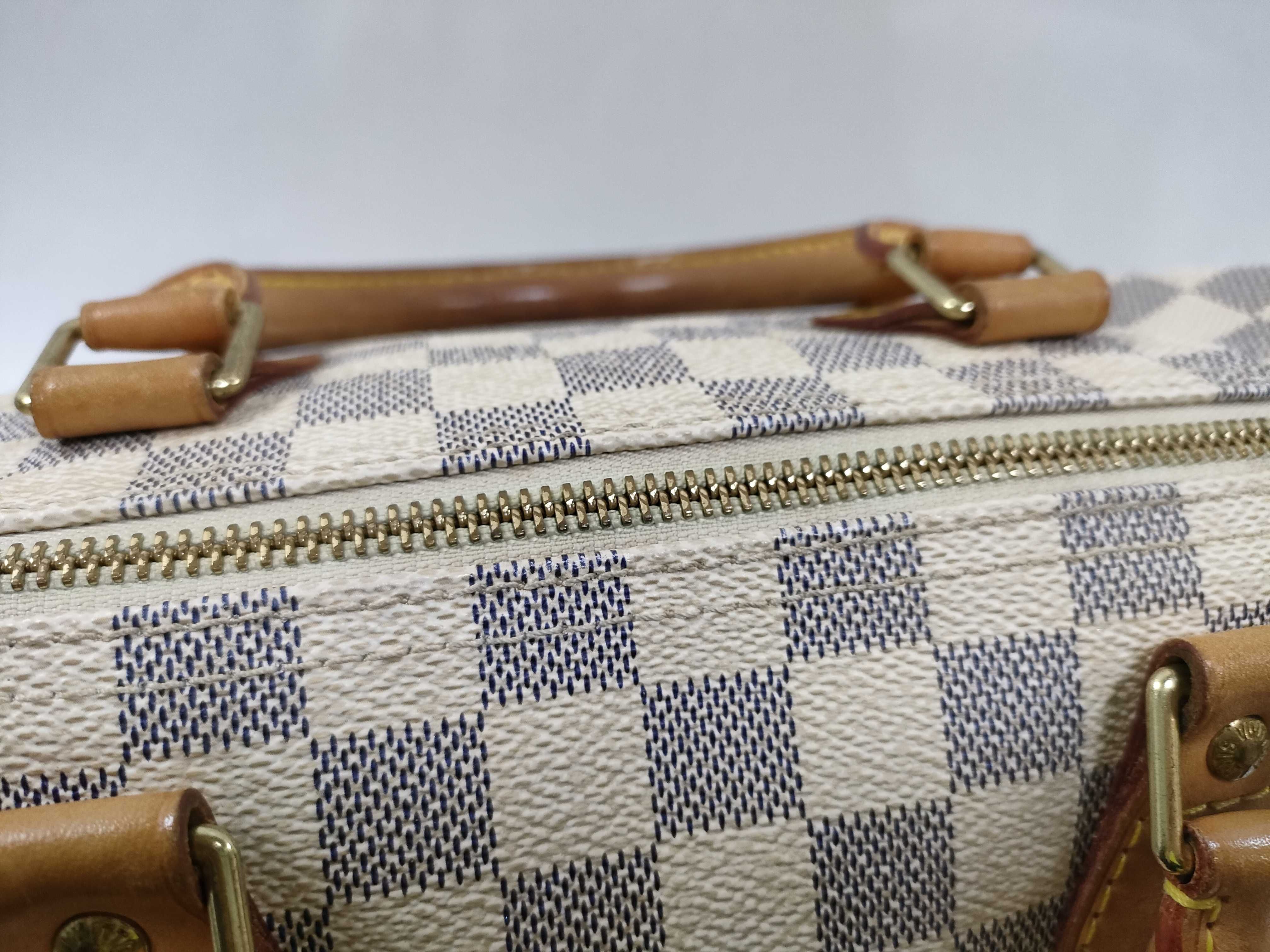 Damier Azur Speedy 30 N41533 DU2068 White Boston Bag — view 6