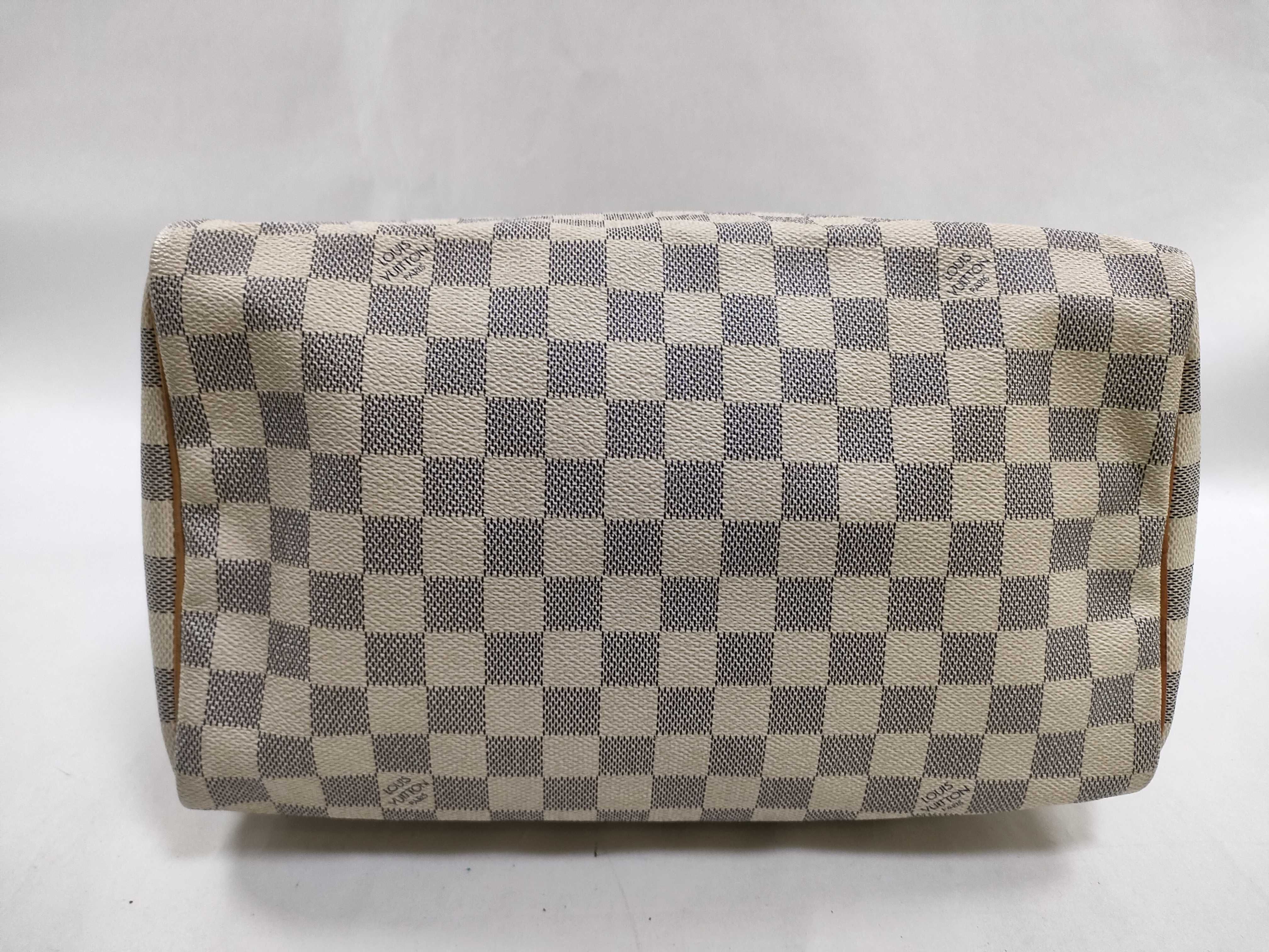 Damier Azur Speedy 30 N41533 DU2068 White Boston Bag — view 9