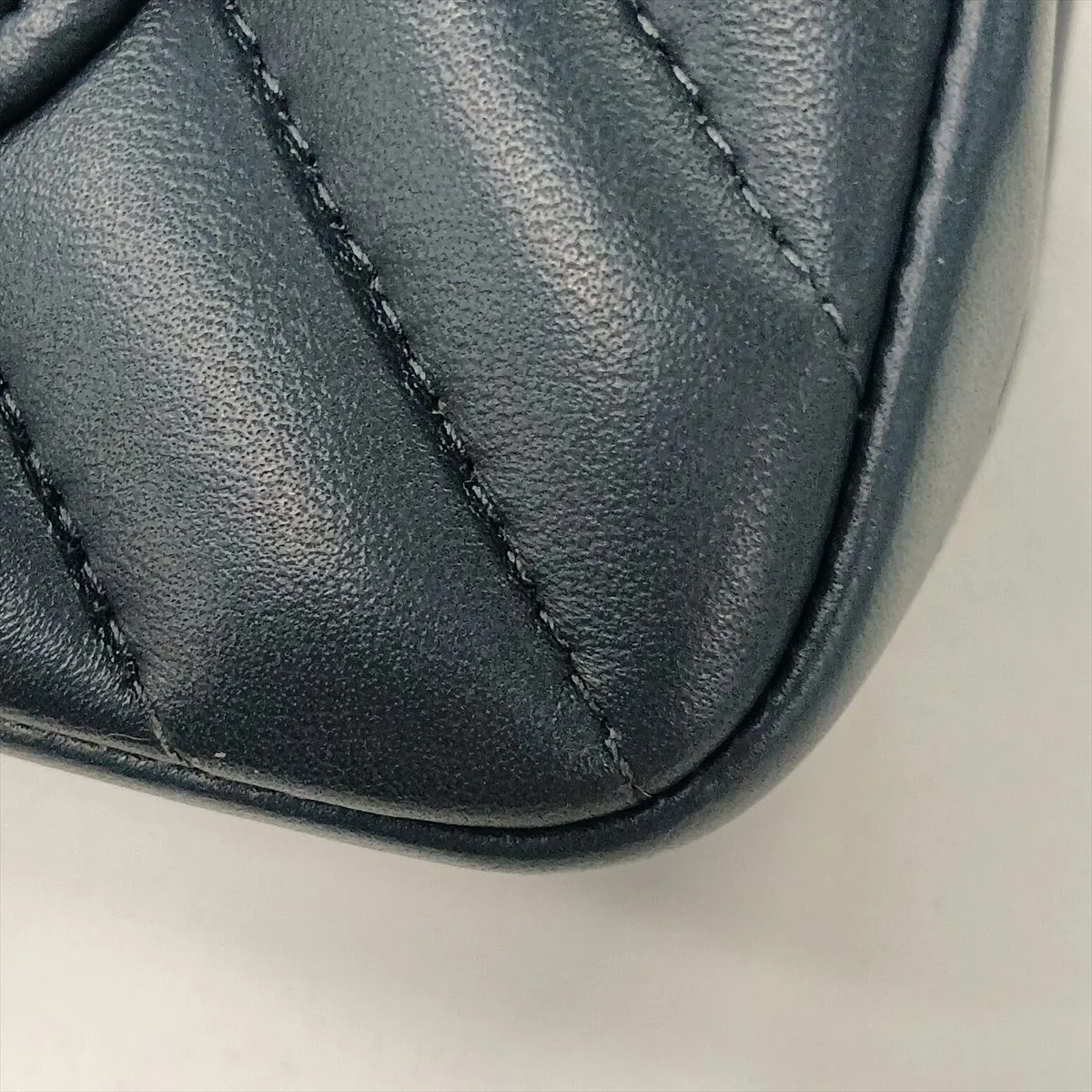 Chevron Lambskin Single Flap Single Chain Bag, V-stitch, Navy, Gold Hardware, 26650034, Serial Number 26 — view 15
