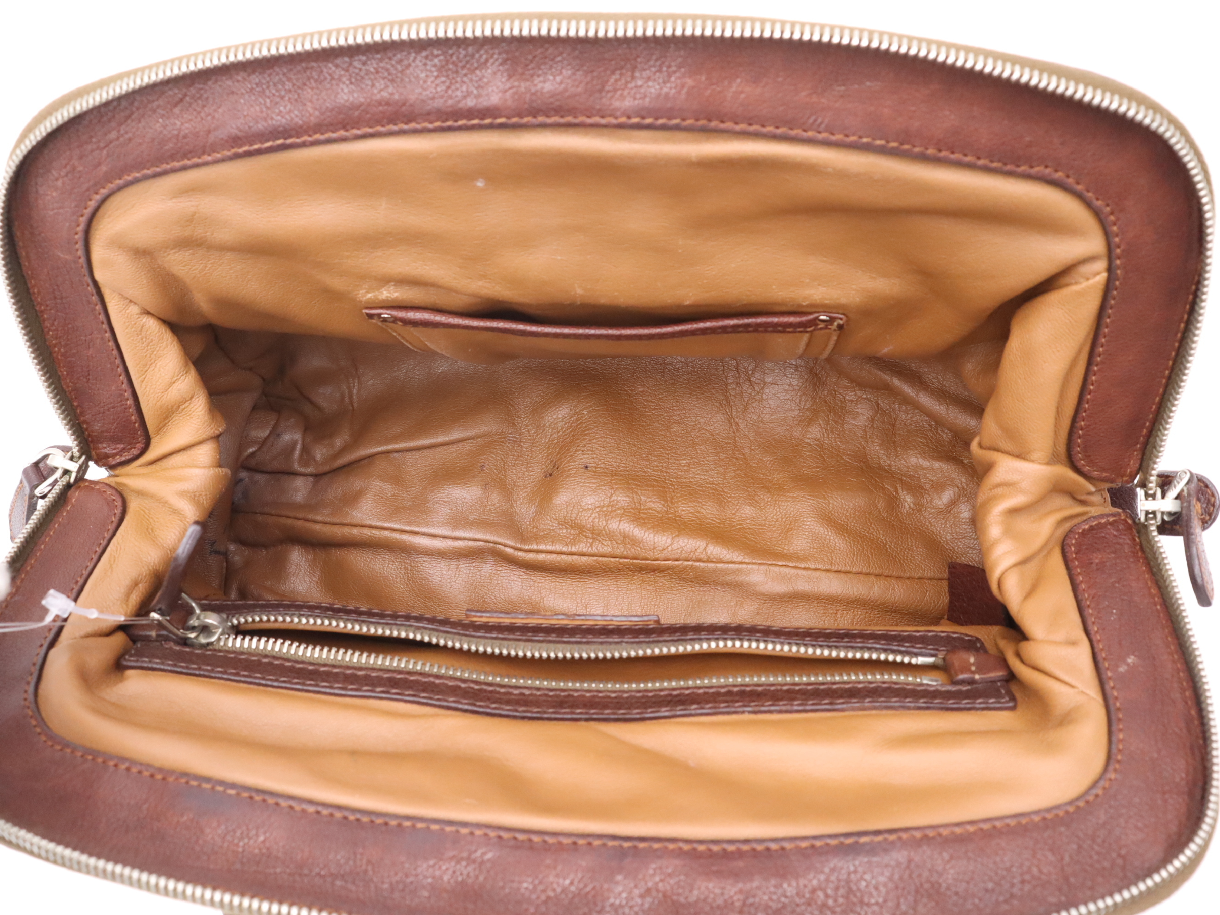 Leather Handbag, Brown, Silver Hardware — view 12