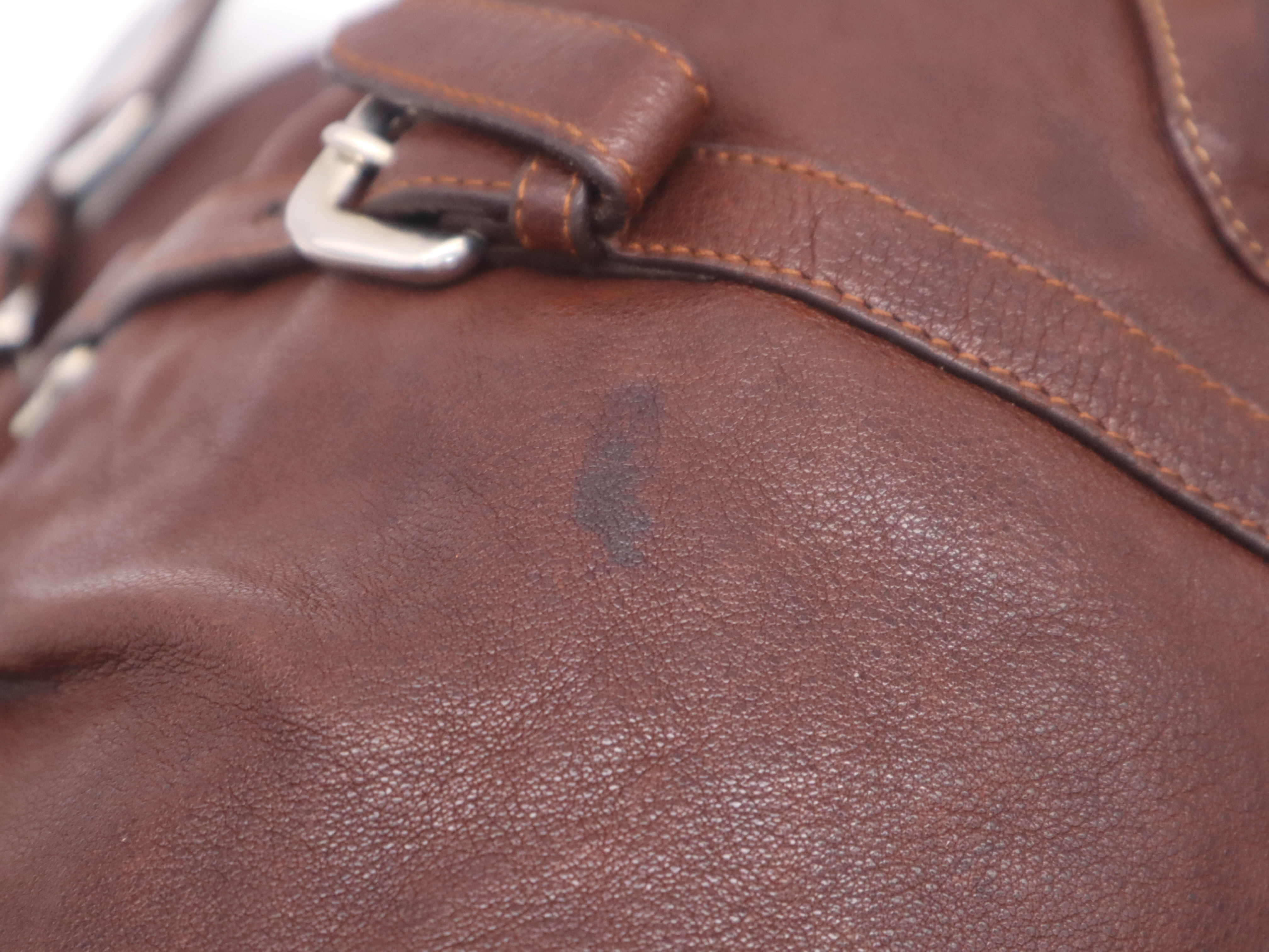 Leather Handbag, Brown, Silver Hardware — view 10