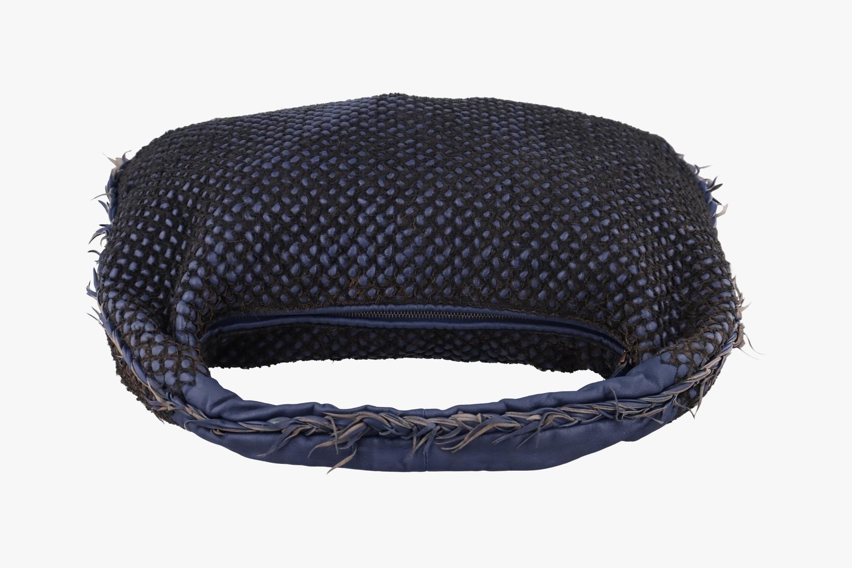 Intrecciato lambskin, navy — view 5