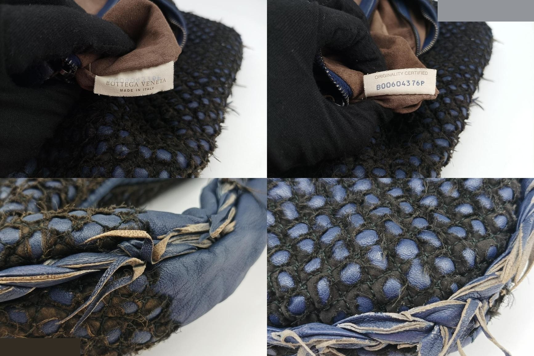 Intrecciato lambskin, navy — view 8