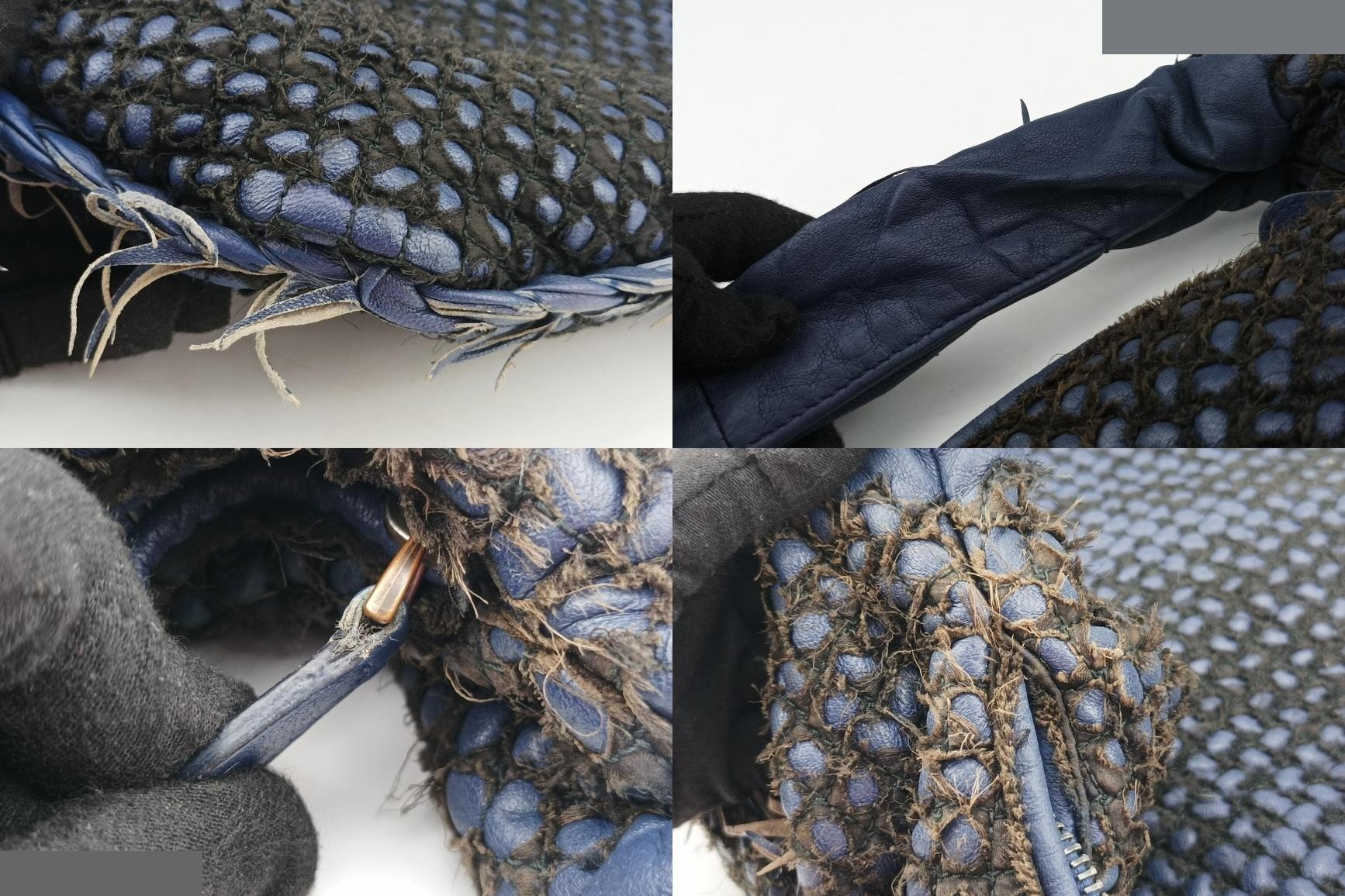 Intrecciato lambskin, navy — view 9