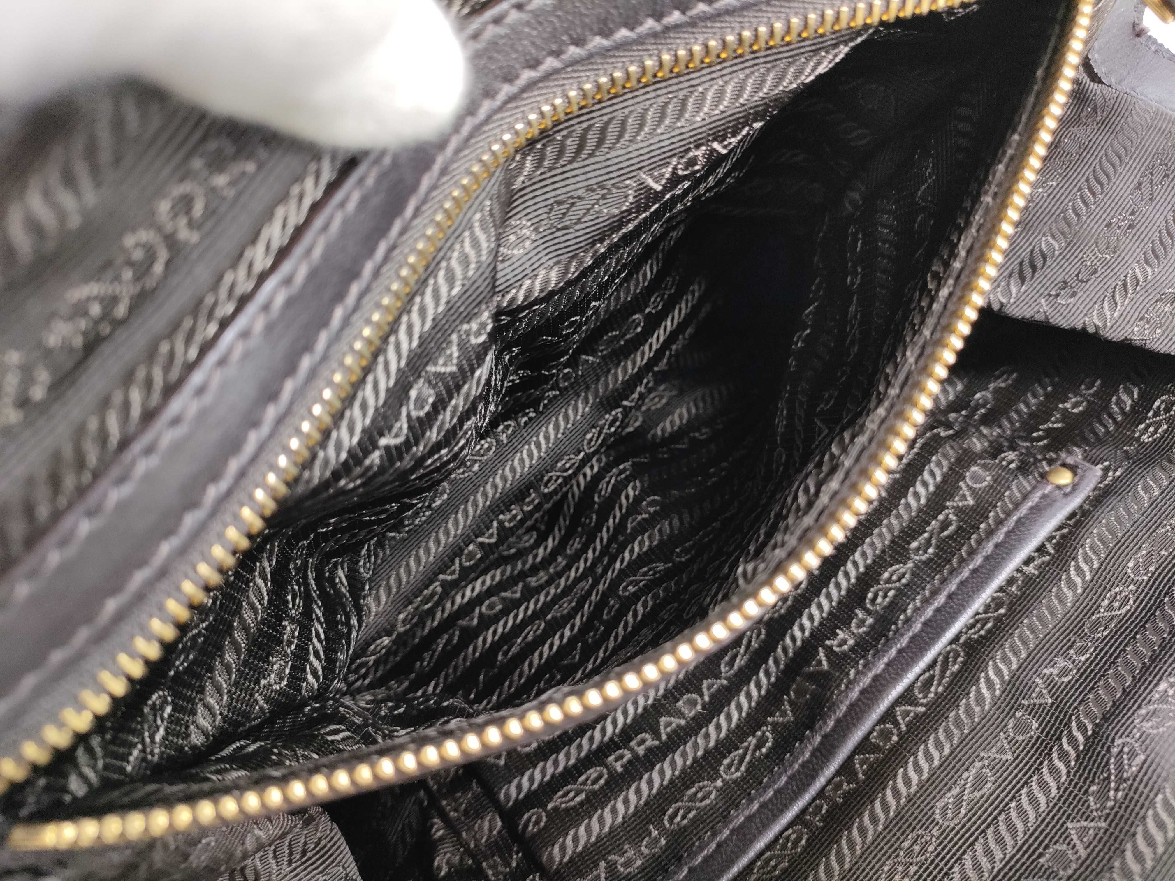 Nylon Gathered Triangle Logo Tote Bag with Braided Handles — view 9