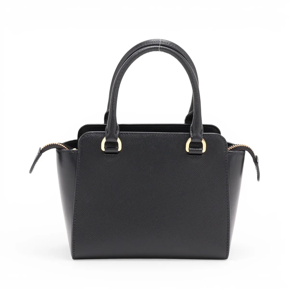Saffiano Leather 2-Way Handbag, Black — view 2