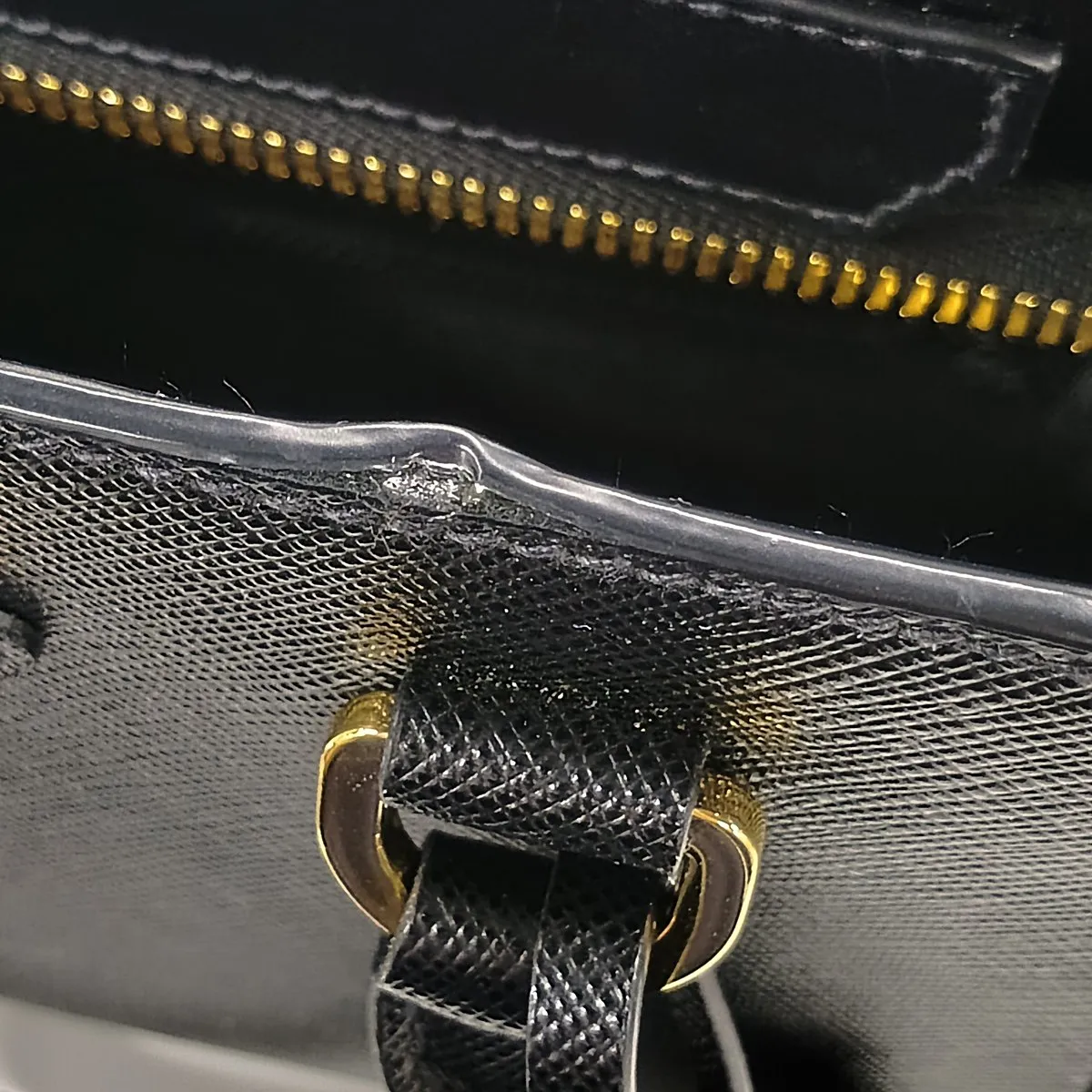 Saffiano Leather 2-Way Handbag, Black — view 12