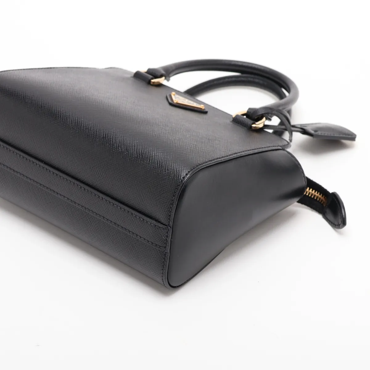 Saffiano Leather 2-Way Handbag, Black — view 3