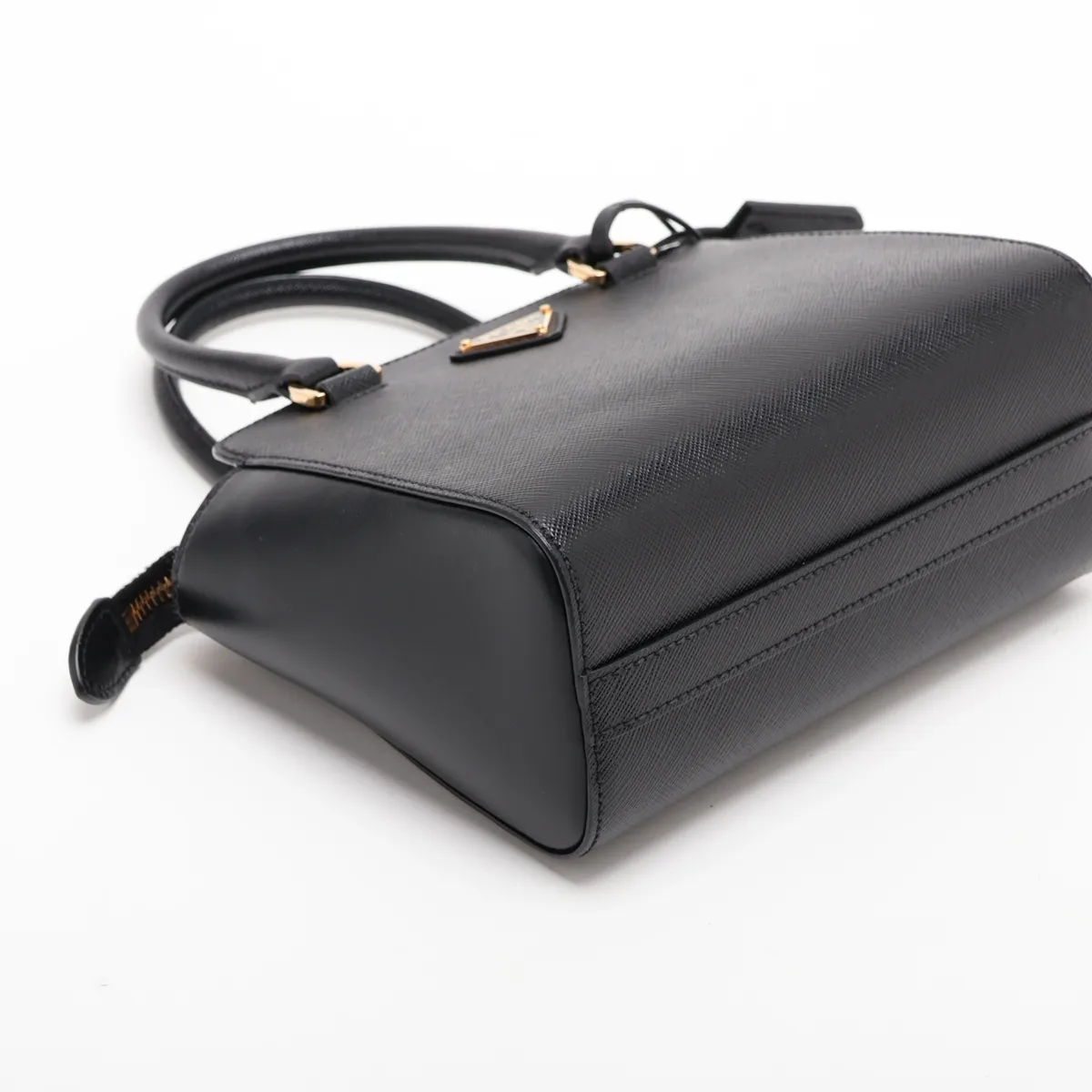 Saffiano Leather 2-Way Handbag, Black — view 4