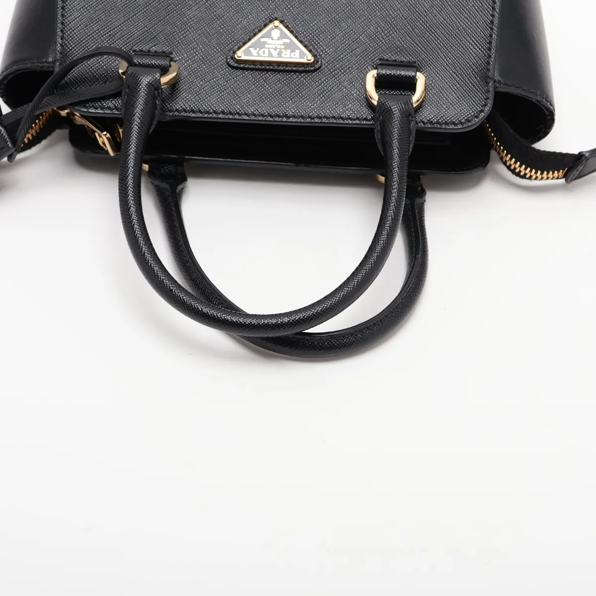 Saffiano Leather 2-Way Handbag, Black — view 5