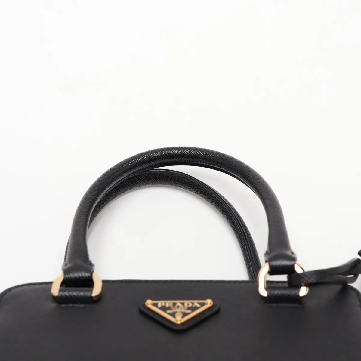 Saffiano Leather 2-Way Handbag, Black — view 6